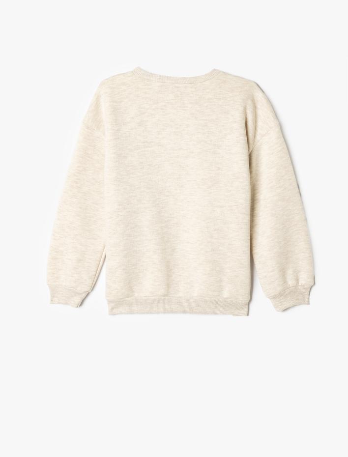 Kız Çocuk Sweatshirt Bisiklet Baskılı Uzun Kollu Bisiklet Yaka Şardonlu