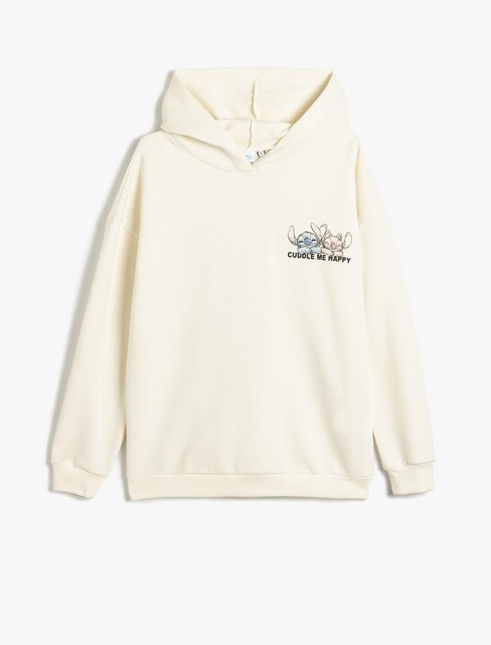  Disney Oversize Sweatshirt Kapüşonlu Arkası Baskılı Şardonlu Lisanslı