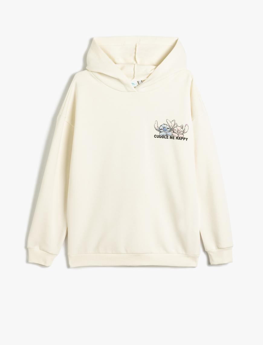   Disney Oversize Sweatshirt Kapüşonlu Arkası Baskılı Şardonlu Lisanslı