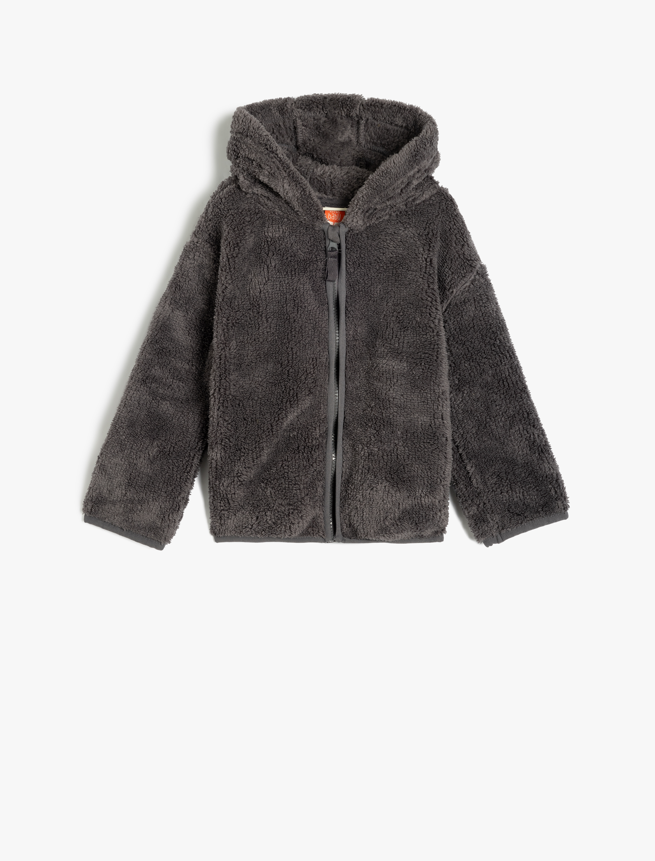  Erkek Bebek Peluş Sweat Kapşonlu Fermuarlı Uzun Kollu