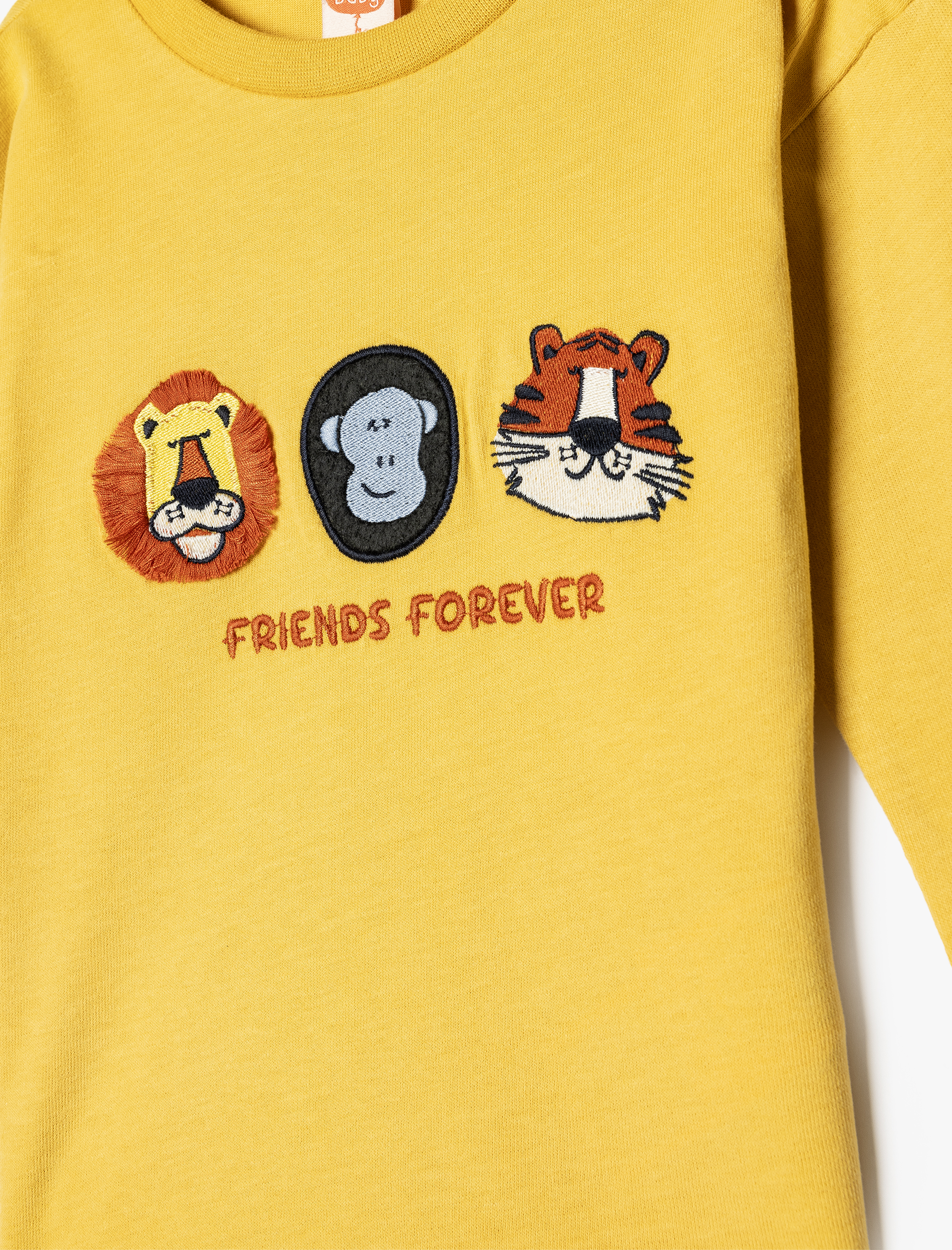  Erkek Bebek Hayvan Baskılı Pamuklu Uzun Kollu Bisiklet Yaka Tişört