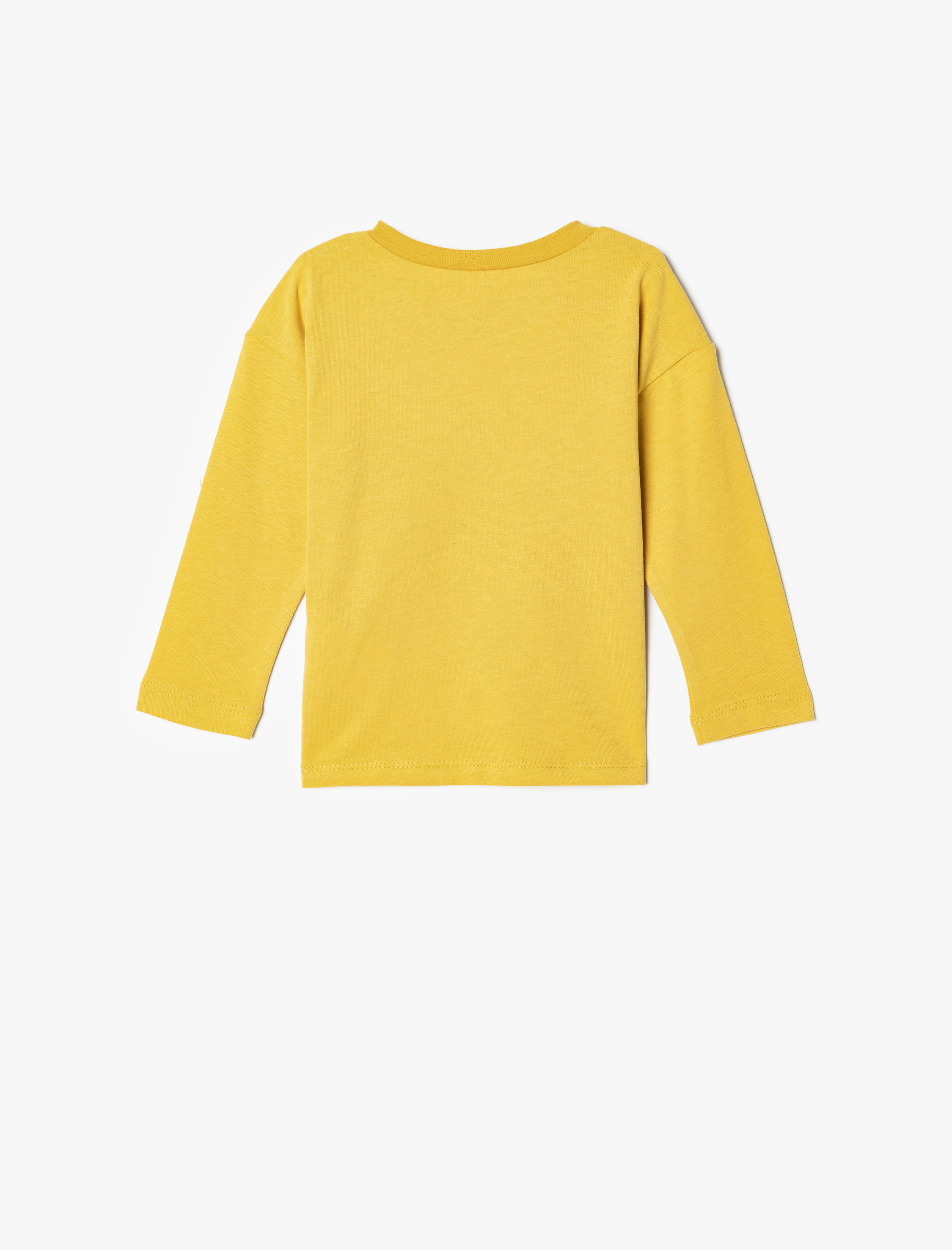  Erkek Bebek Hayvan Baskılı Pamuklu Uzun Kollu Bisiklet Yaka Tişört