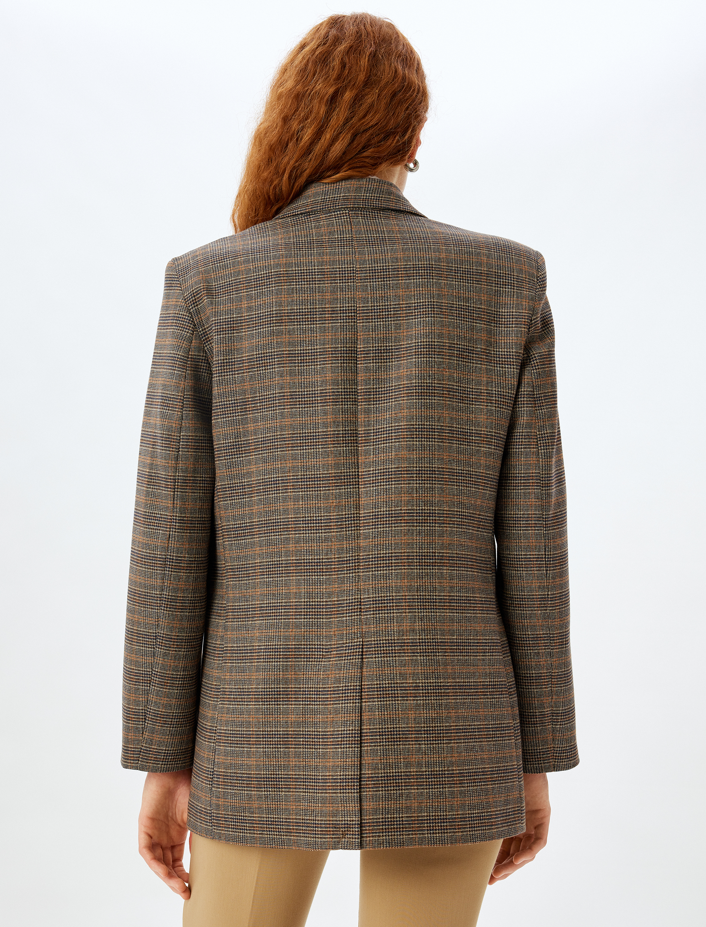   Blazer Ceket Kruvaze Düğmeli Kapaklı Cep Detaylı