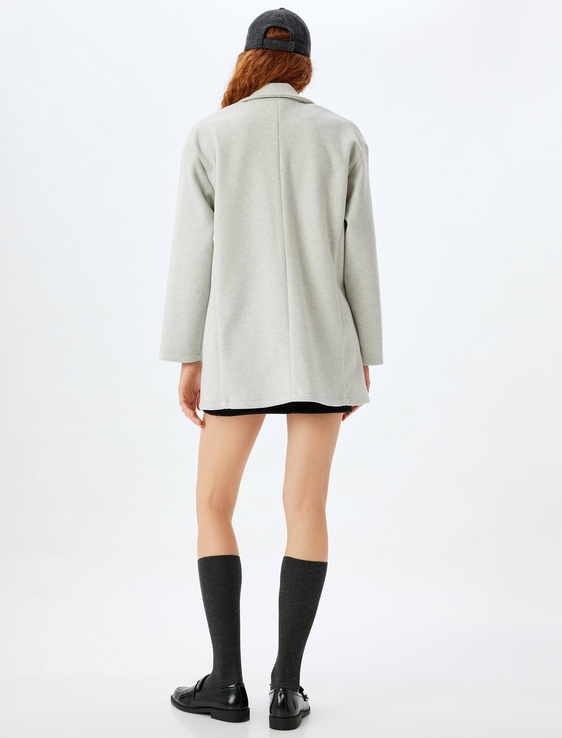 Düğmeli Cepli Kruvaze Kaşe Kaban