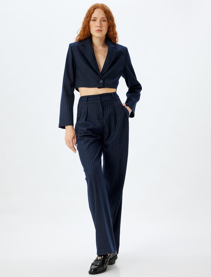  Koton X Sima Tarkan - Geniş Paça Kumaş Pantolon Cepli