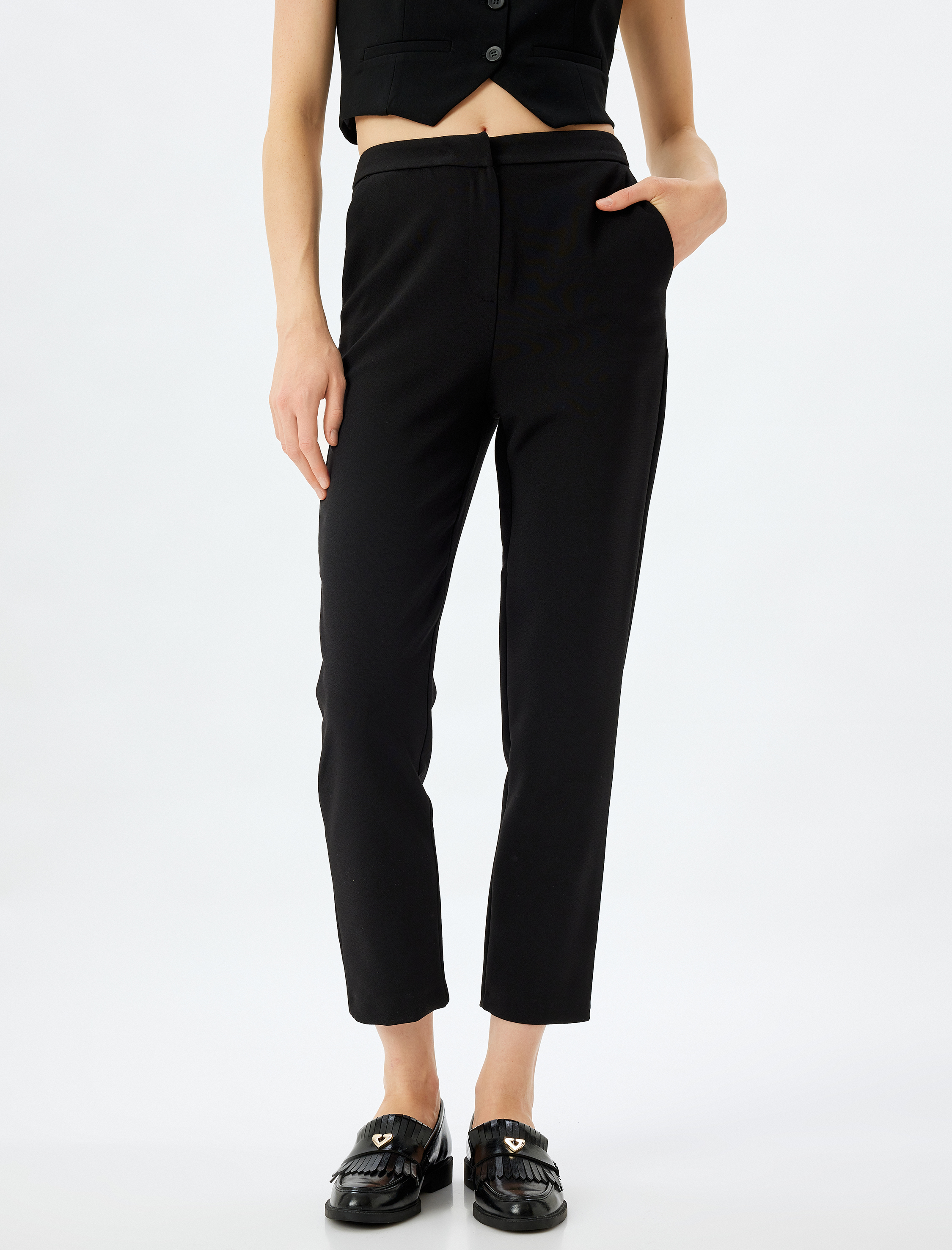   Cigarette Kumaş Pantolon Cepli Kısa Paça