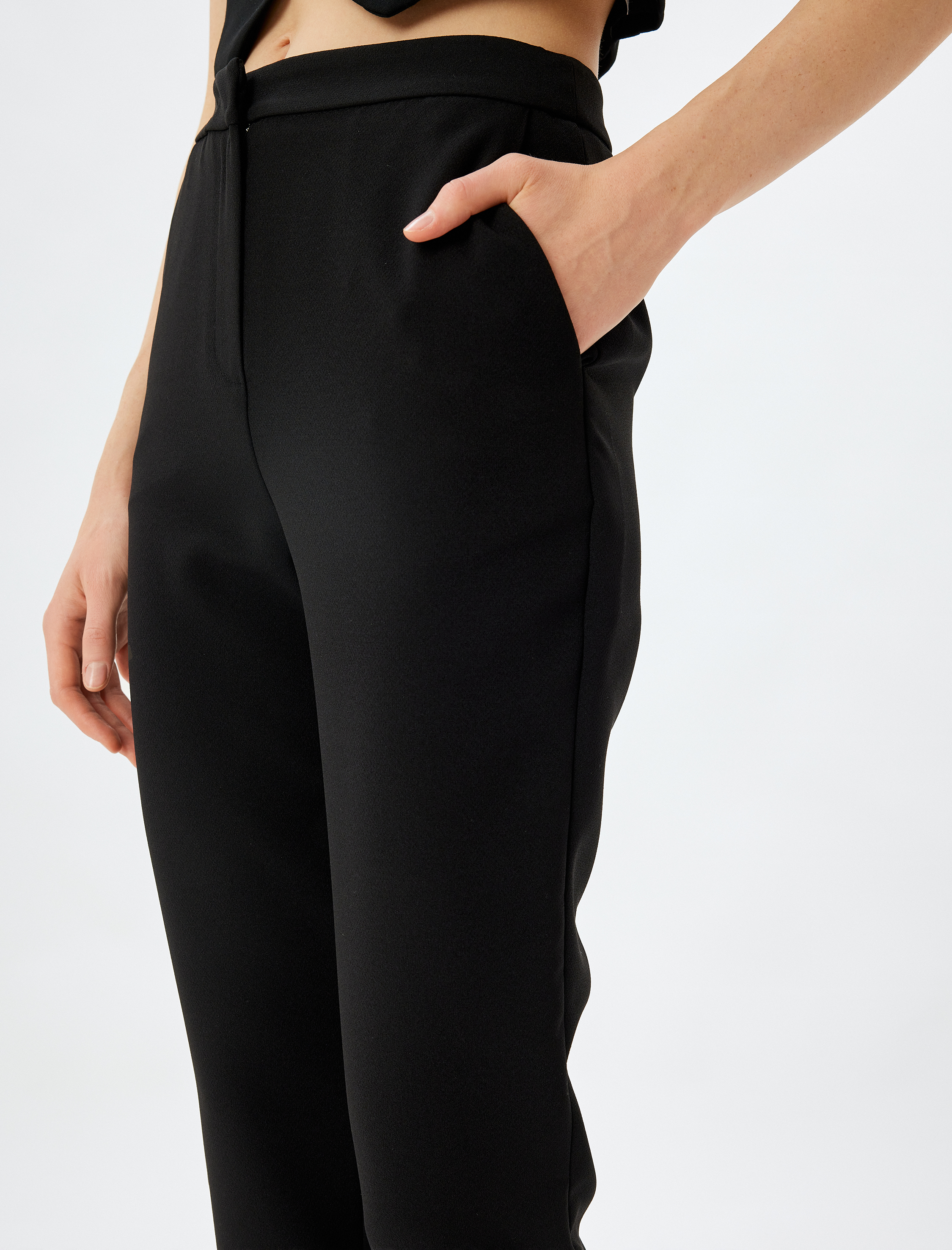   Cigarette Kumaş Pantolon Cepli Kısa Paça