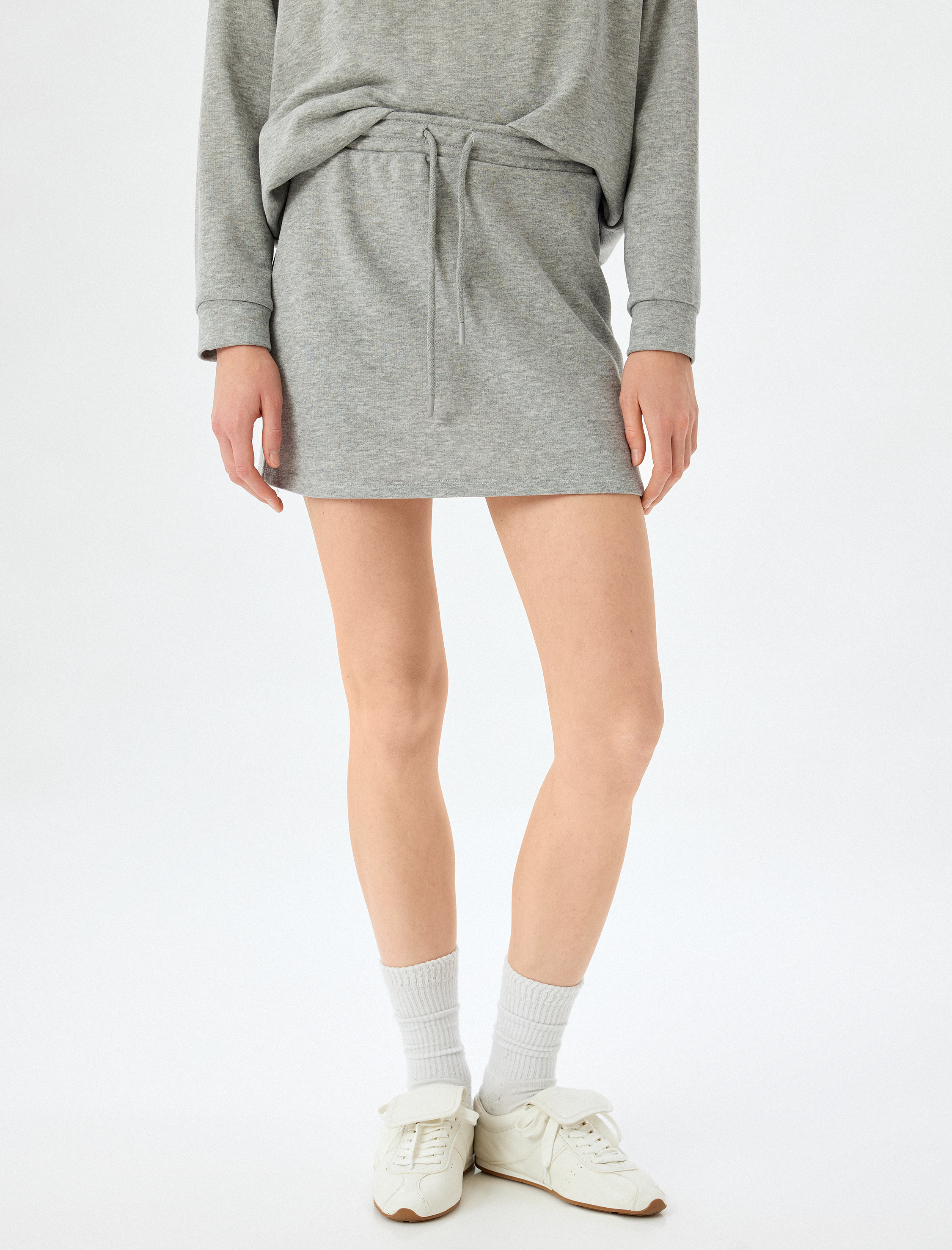   Mini Etek Rahat Kalıp Üç İplik Beli Bağlamalı