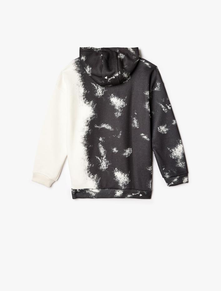 Erkek Çocuk Oversize Kapşonlu Sweatshirt Cep Detaylı Degrade Şardonlu