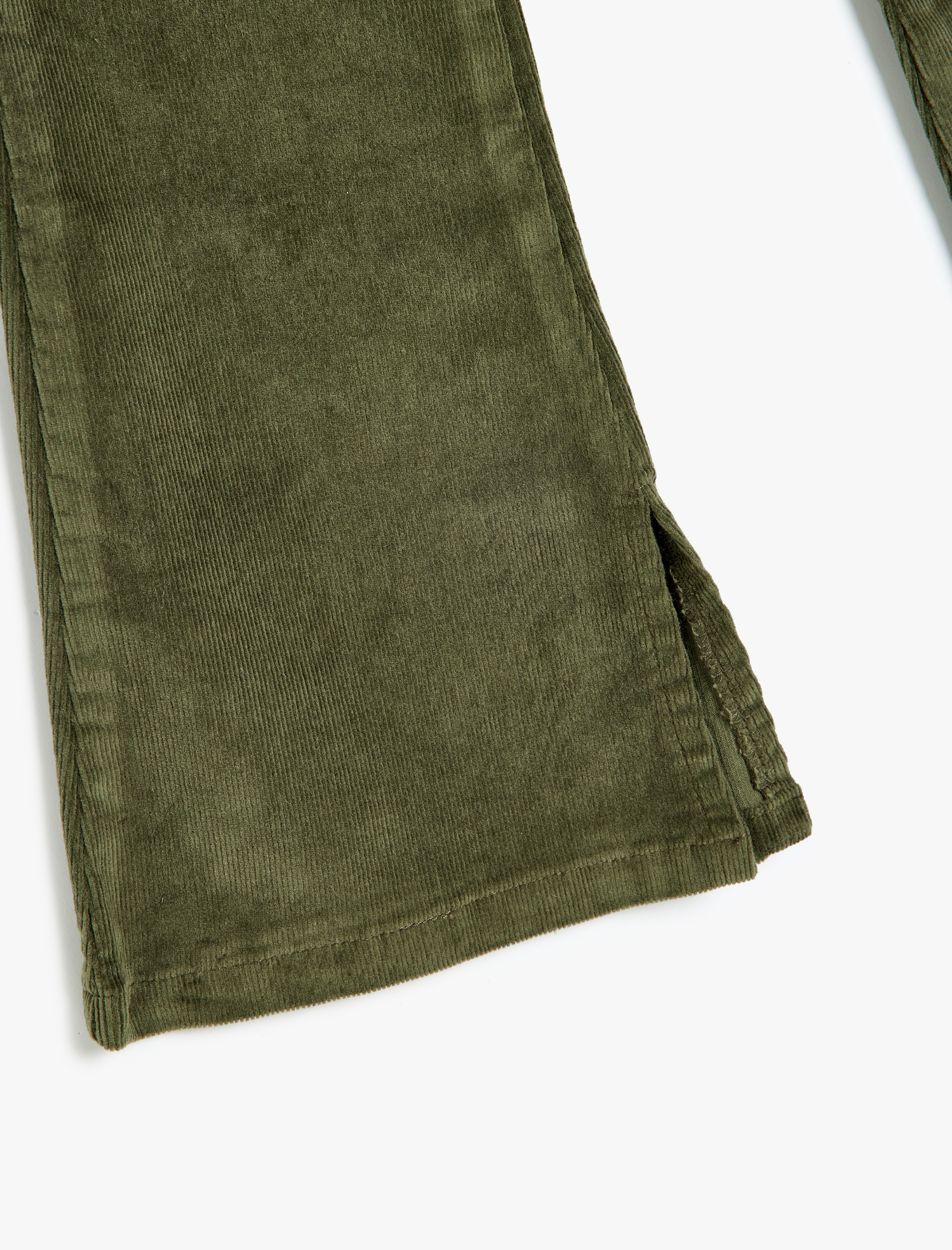  Kız Çocuk Kadife Pantolon İspanyol Paça Yırtmaç Detaylı