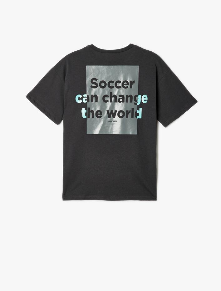 Erkek Çocuk Oversize Tişört Slogan Baskılı Kısa Kollu Bisiklet Yaka Pamuklu