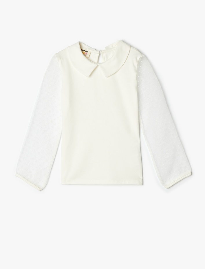 Kız Çocuk Uzun Kollu Pamuklu Bebe Yaka Okul Bluz