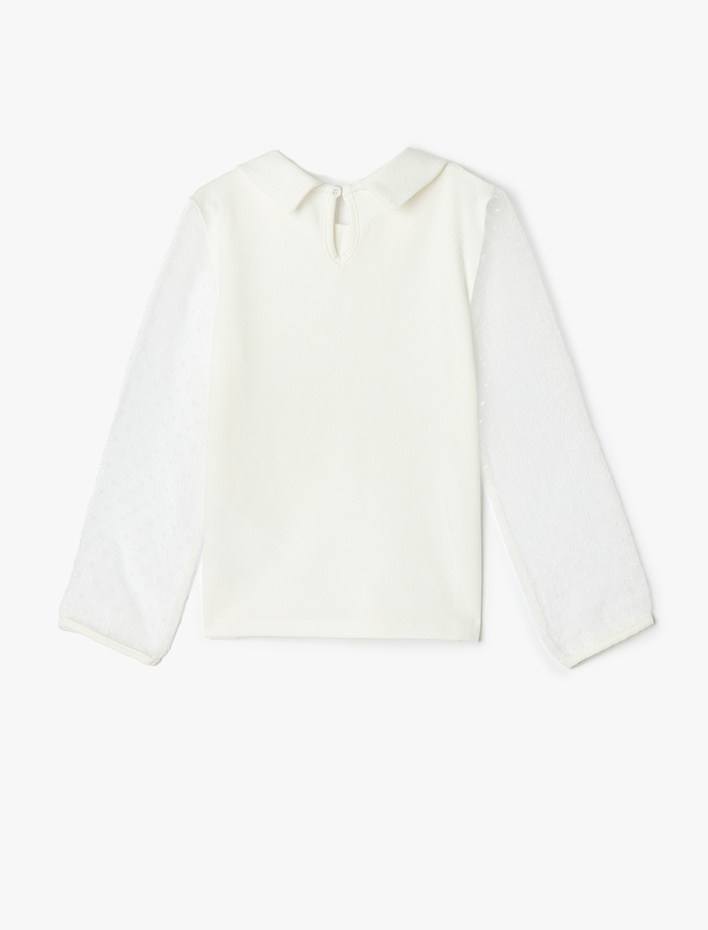 Kız Çocuk Uzun Kollu Pamuklu Bebe Yaka Okul Bluz