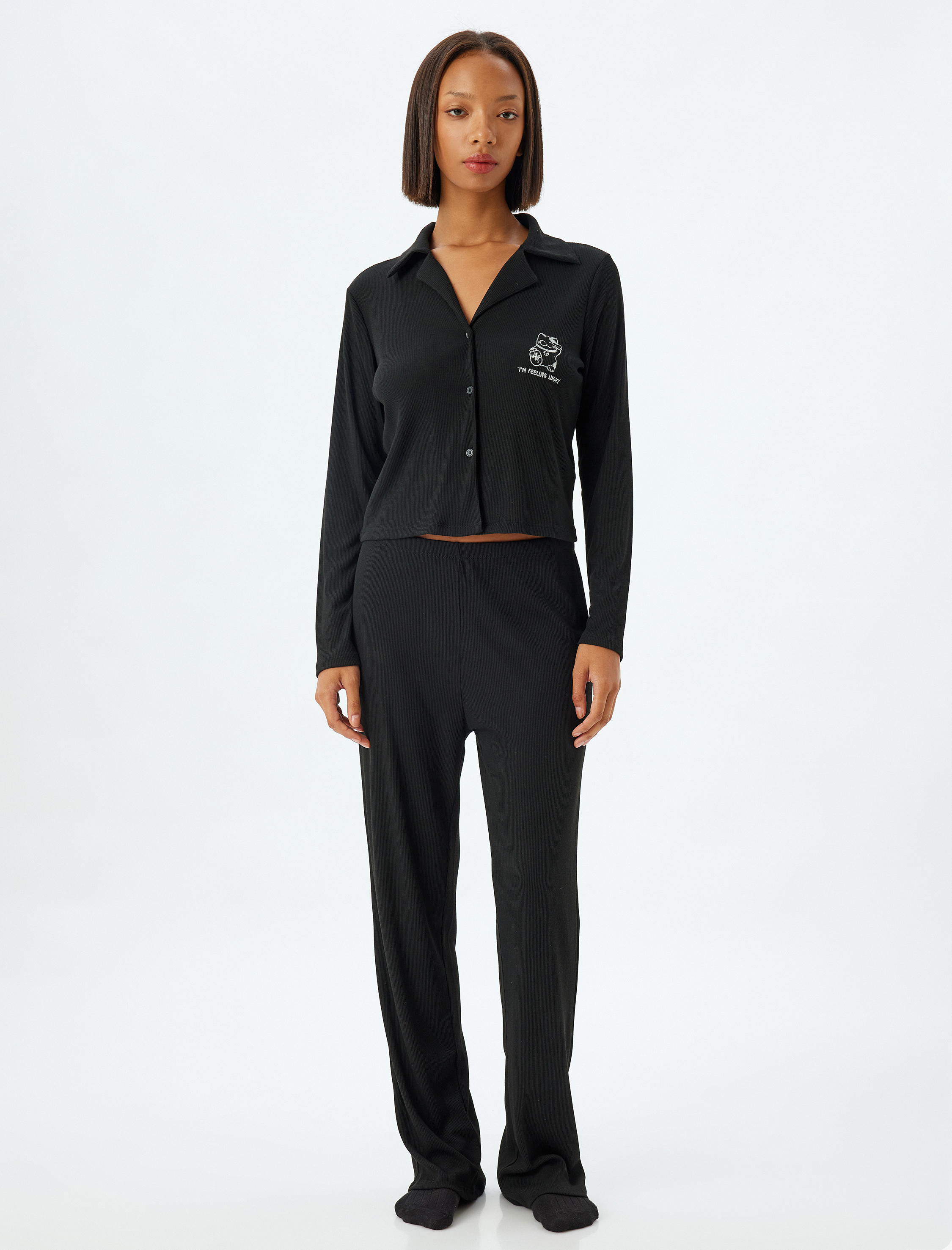 Gömlek Pijama Takımı Fitilli 2'li