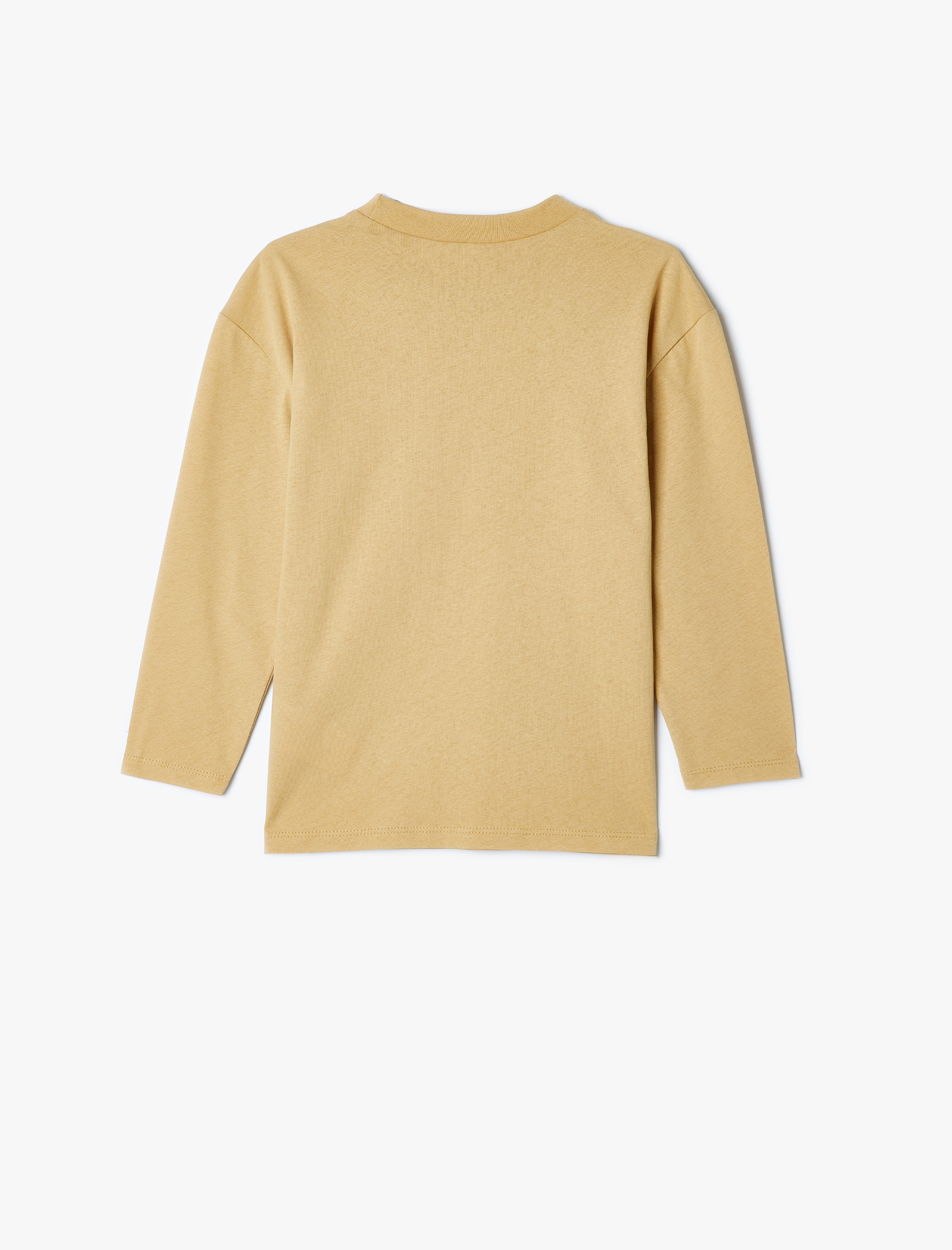 Erkek Çocuk Uzun Kollu Bisiklet Yaka Cep Detaylı Pamuklu Oversize Basic Tişört