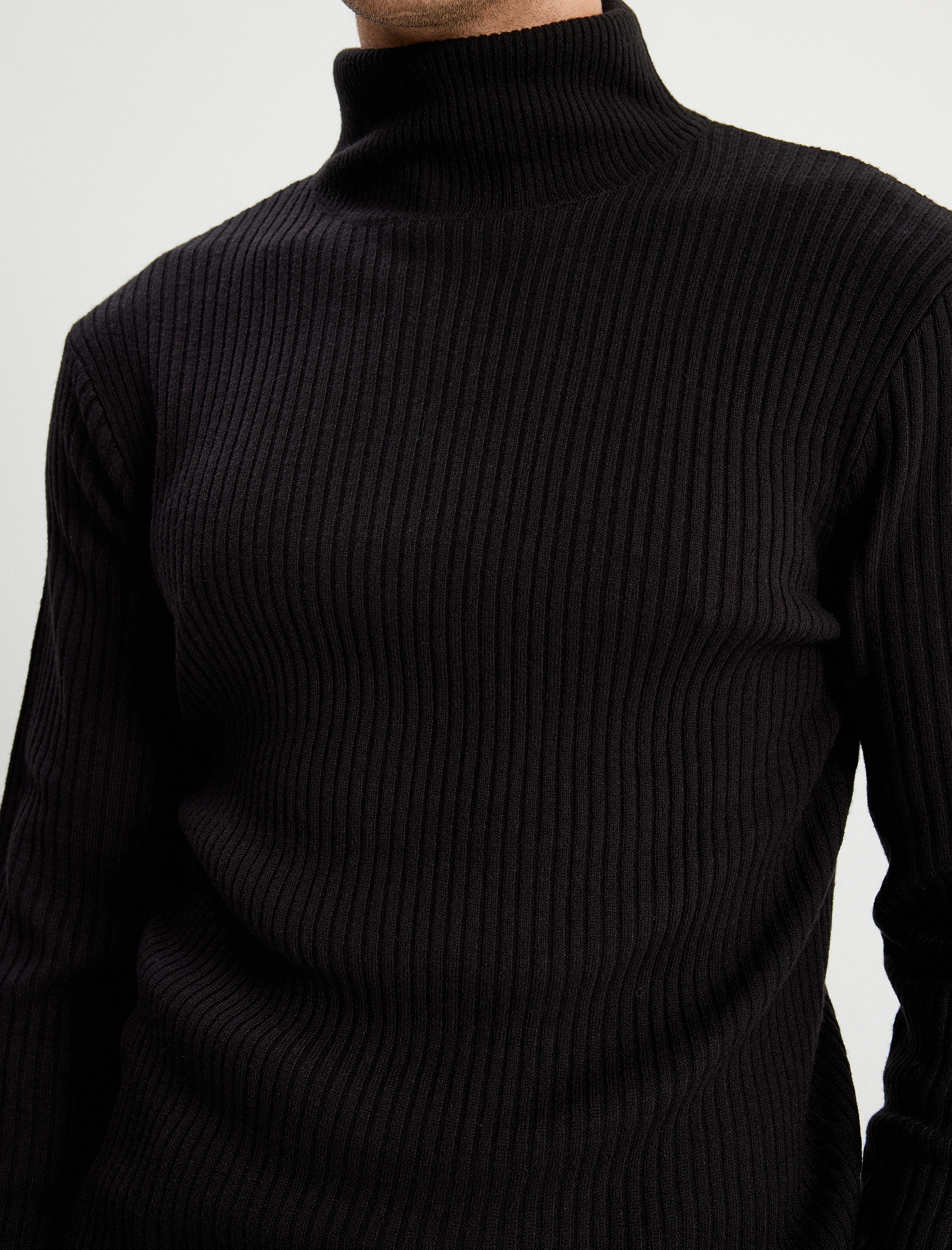   Triko Kazak Yarım Balıkçı Yaka Basic Dokulu Pamuk Karışımlı