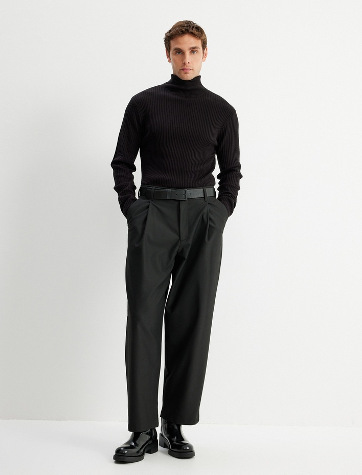  Triko Kazak Yarım Balıkçı Yaka Basic Dokulu Pamuk Karışımlı