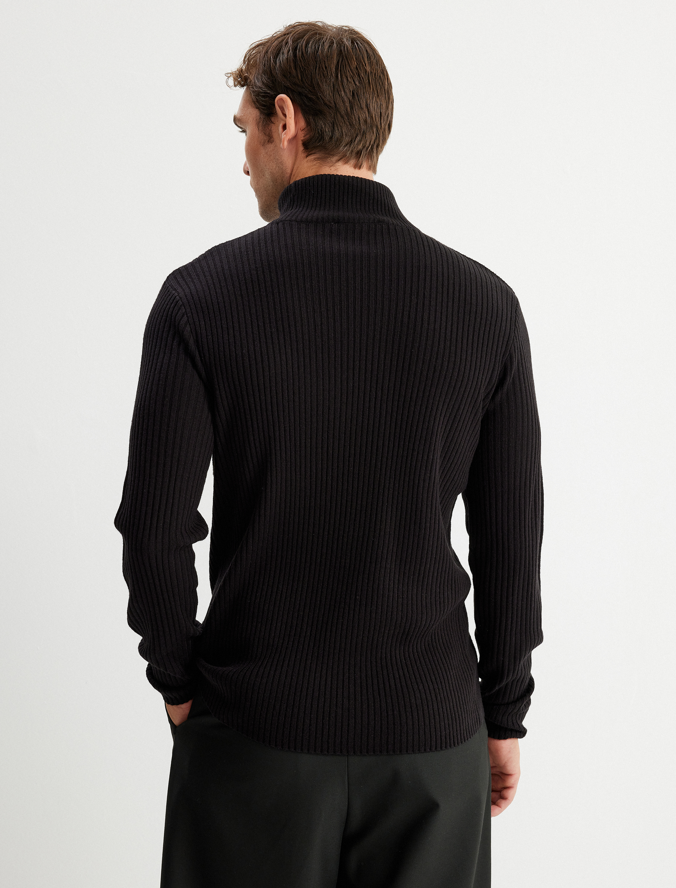   Triko Kazak Yarım Balıkçı Yaka Basic Dokulu Pamuk Karışımlı