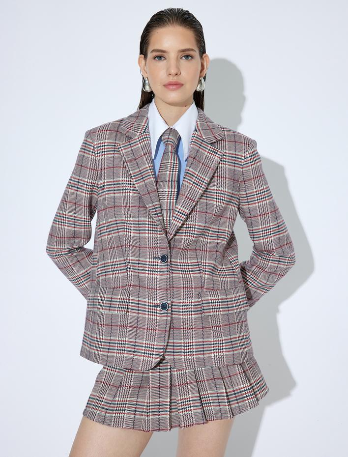  A Kesim Standart Bel Ekose Mini Pileli Etek