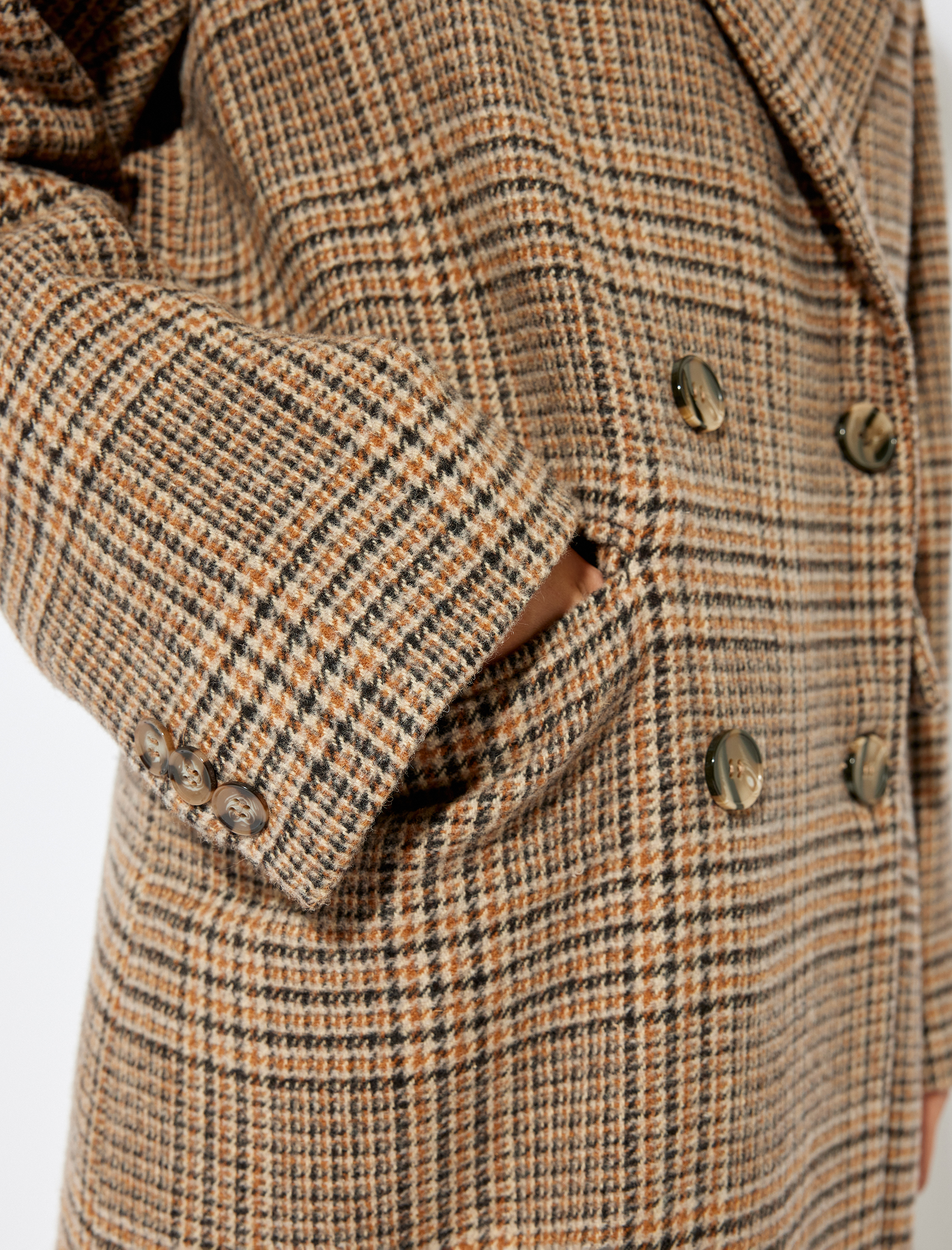   Koton X Sima Tarkan - Ekstra Uzun Kaşe Kaban Kruvaze Düğmeli Kapaklı Cepli