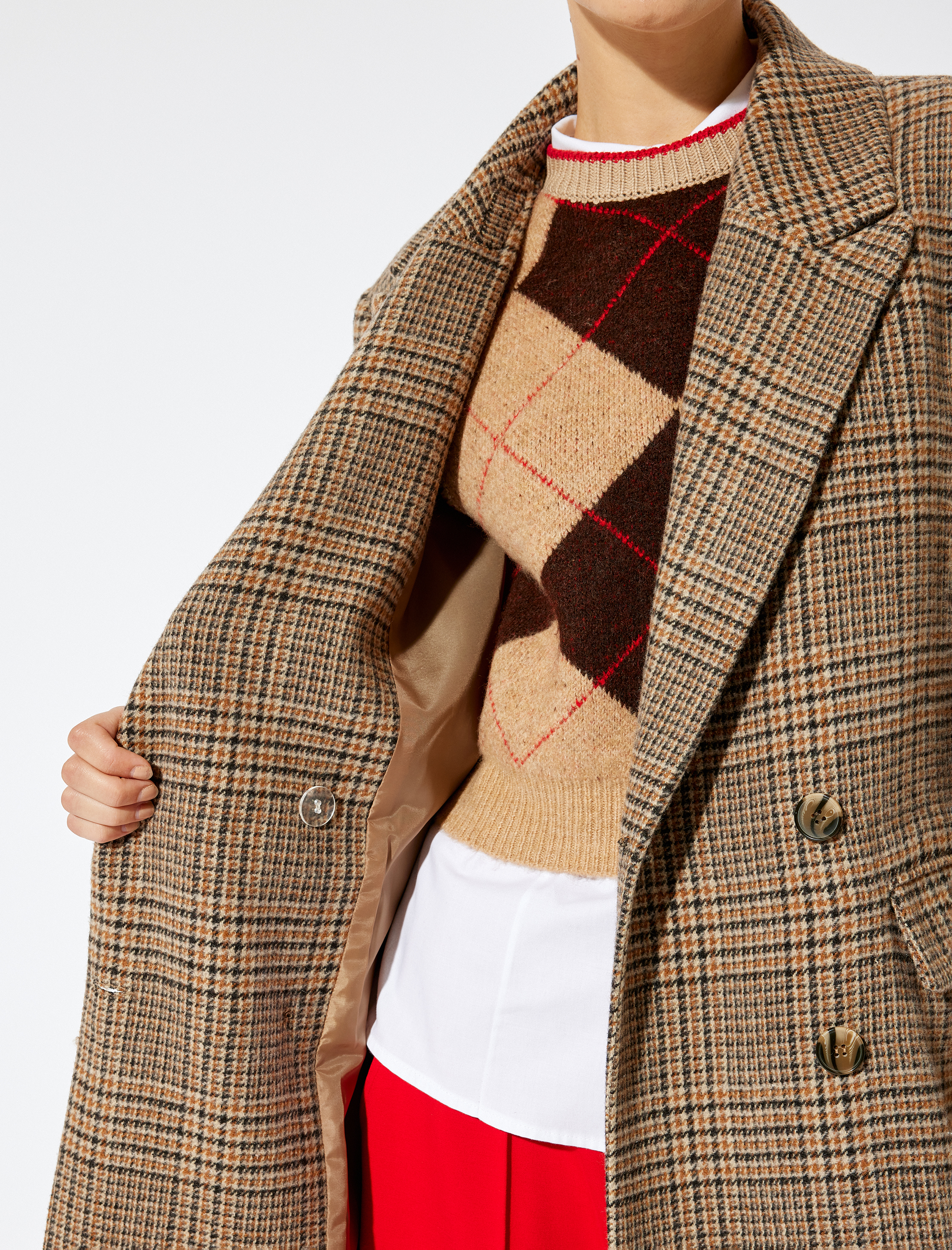   Koton X Sima Tarkan - Ekstra Uzun Kaşe Kaban Kruvaze Düğmeli Kapaklı Cepli