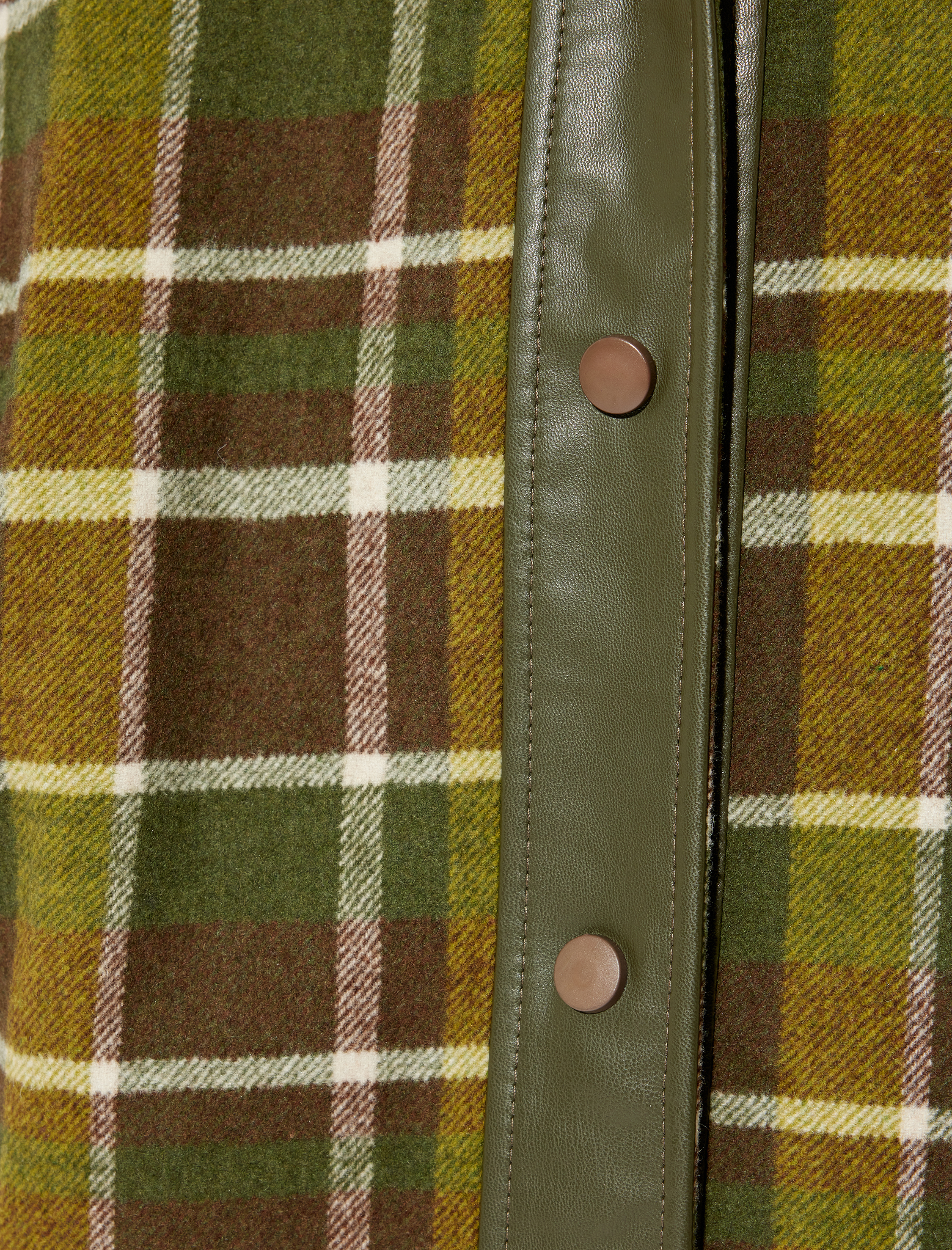   Koton X Sima Tarkan -  Suni Deri Detaylı Ekstra Uzun Ekose Oversize Kaşe Kaban