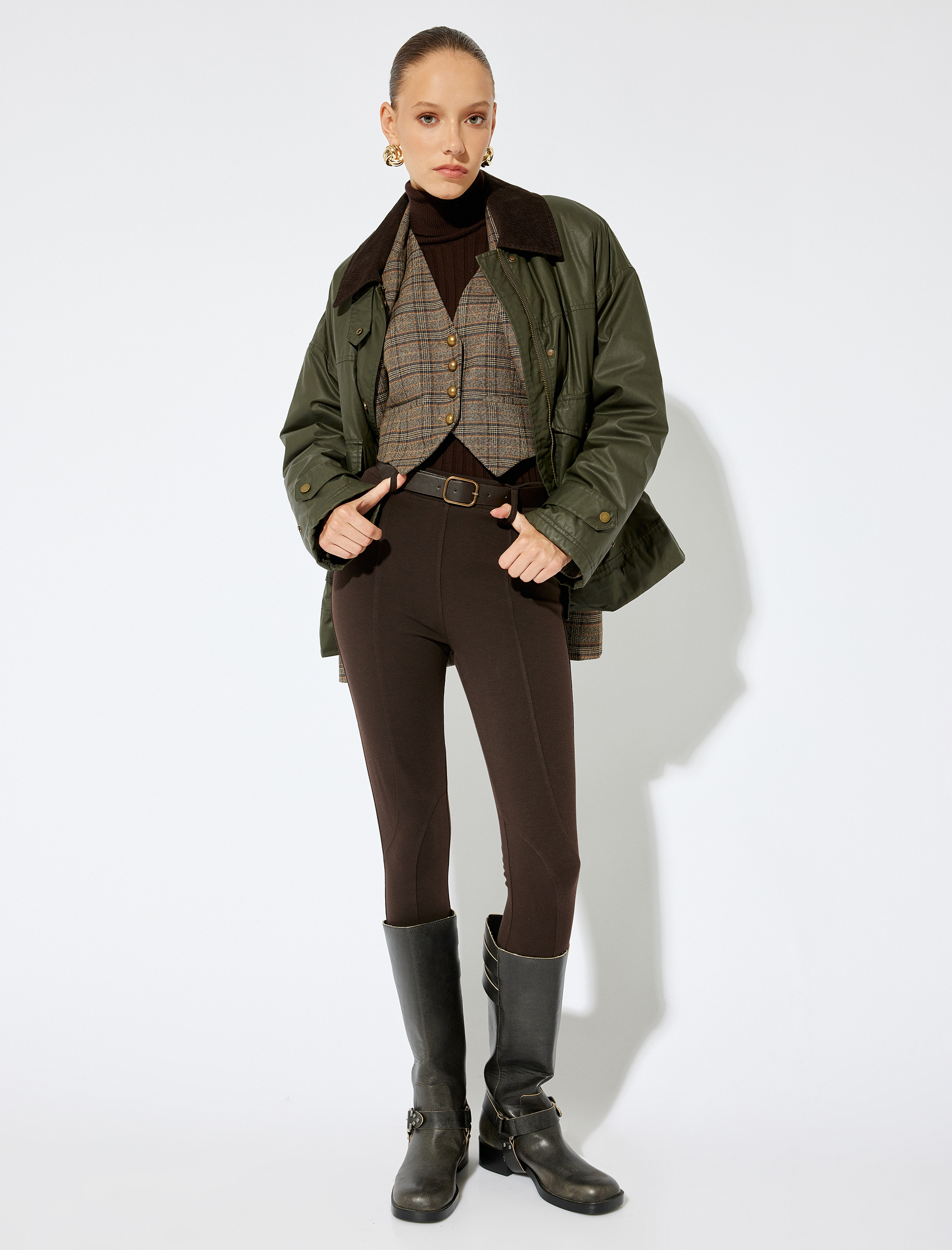   Koton X Sima Tarkan - Tayt Pantolon Nervür Detaylı Standart Bel Skinny