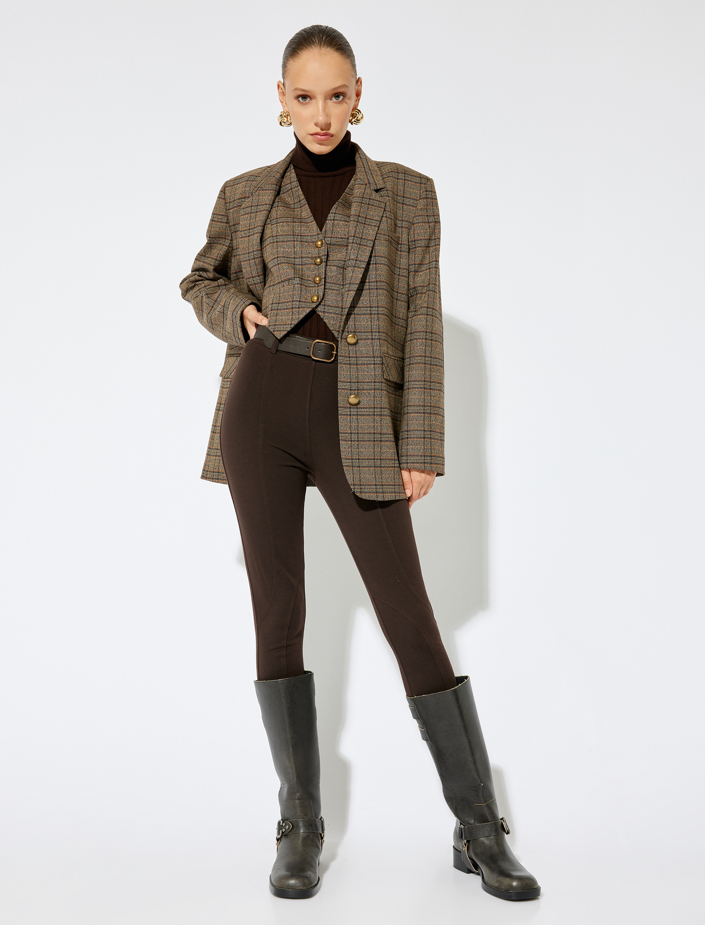   Koton X Sima Tarkan - Tayt Pantolon Nervür Detaylı Standart Bel Skinny