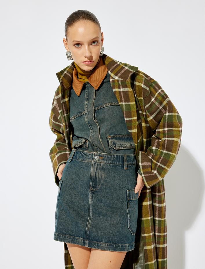  Koton X Sima Tarkan - Mini Kot Etek Kargo Cep Detaylı Düğmeli