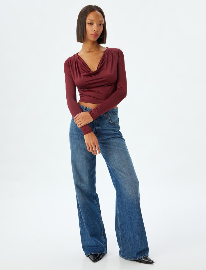  Degaje Yaka Bluz Uzun Kollu Slim Fit