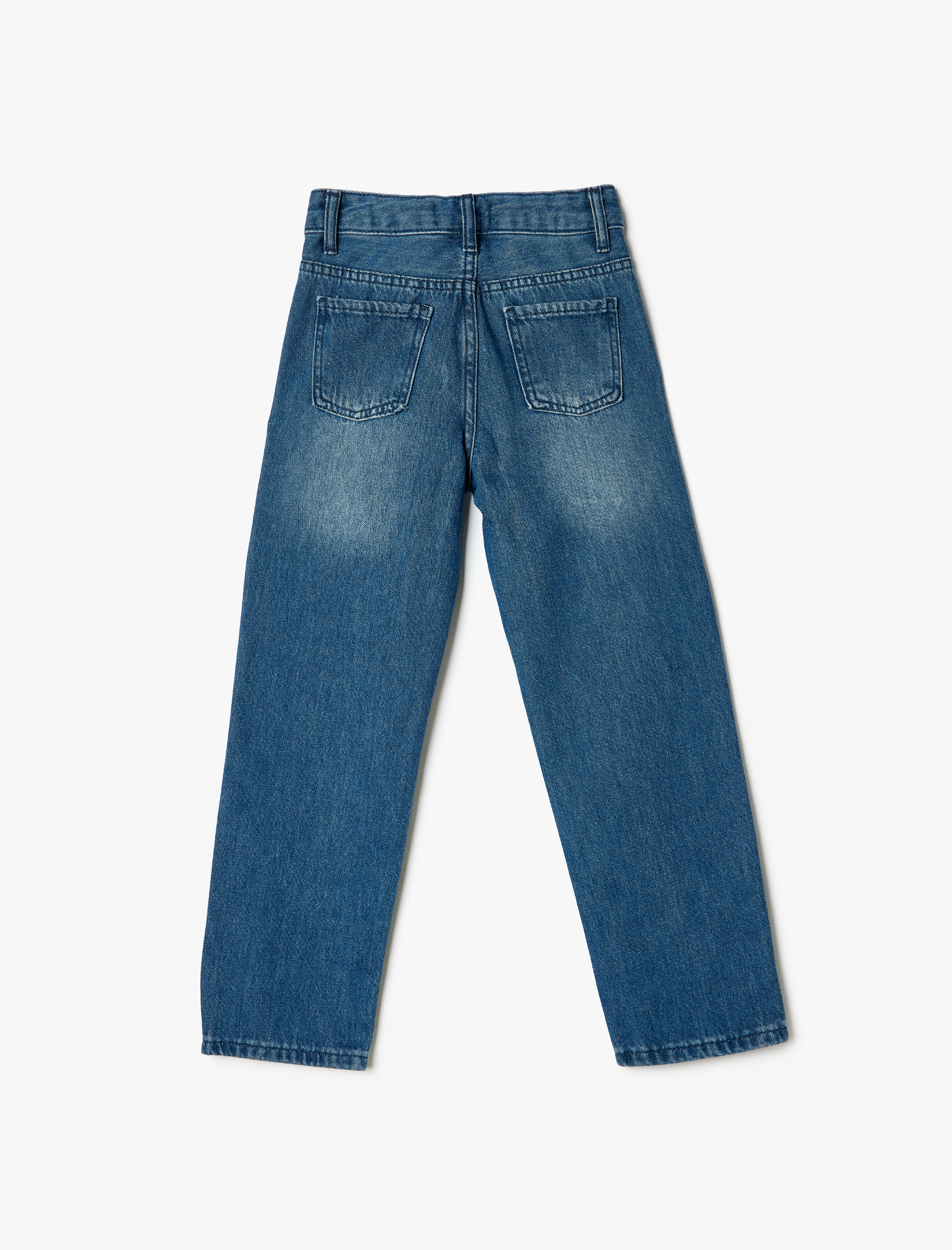 Erkek Çocuk Kot Pantolon Düşük Bel Düğme Detaylı Cepli Pamuklu