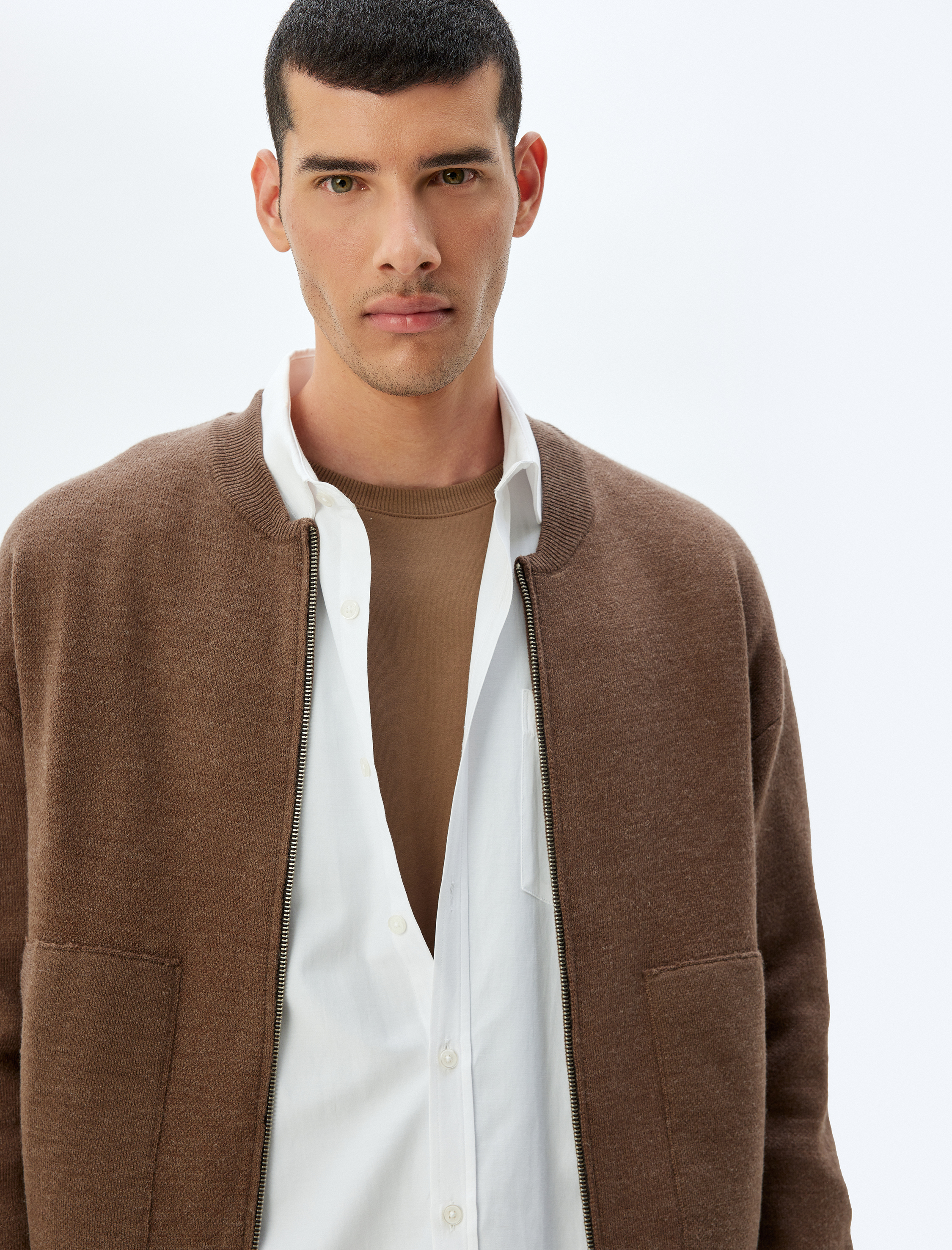   Triko Hırka Fermuarlı Basic Uzun Kollu