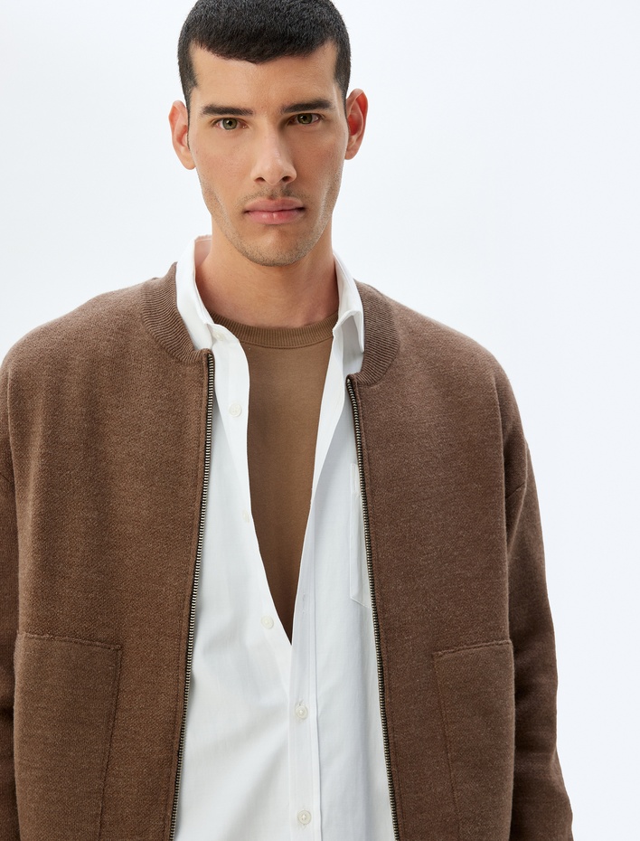  Triko Hırka Fermuarlı Basic Uzun Kollu