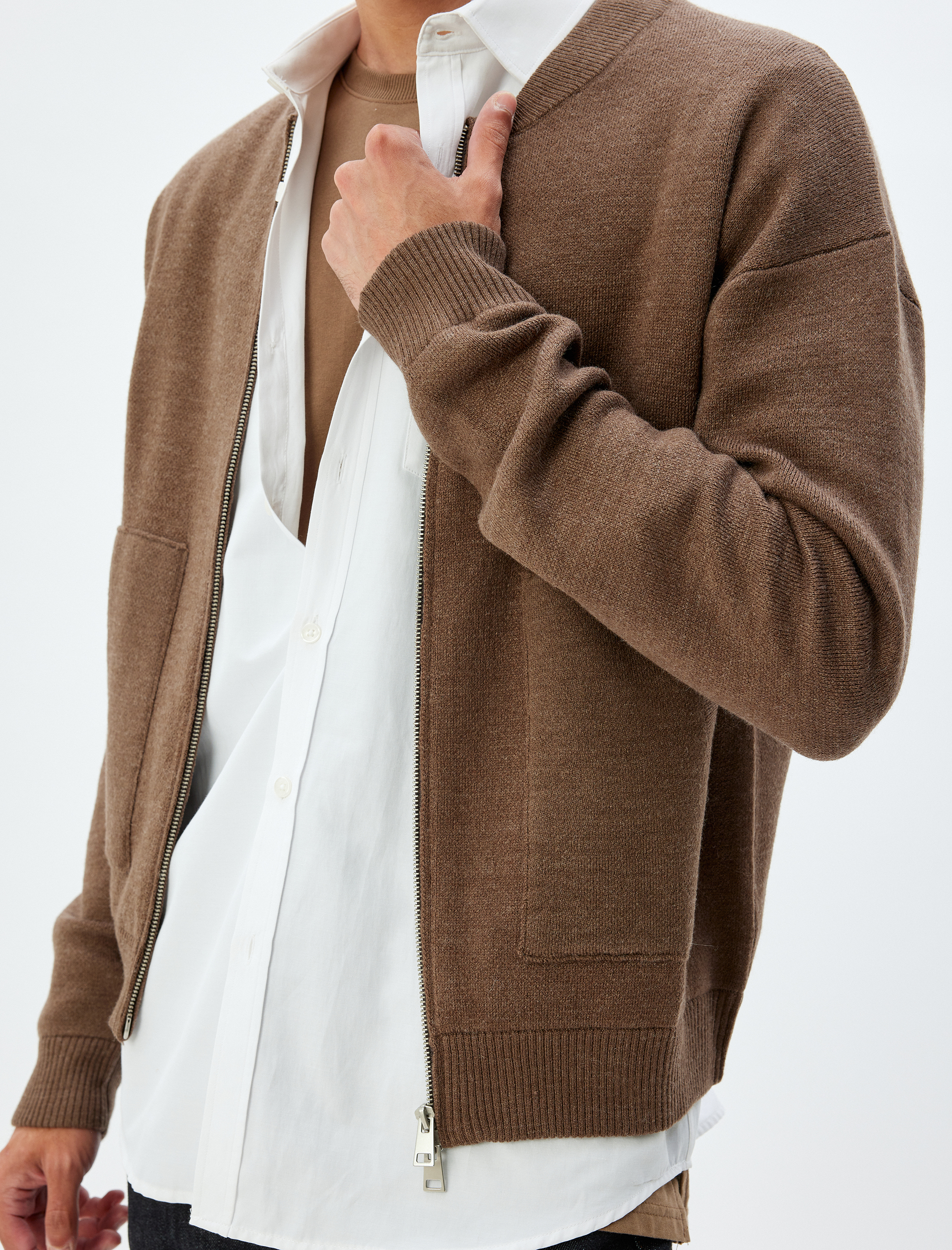   Triko Hırka Fermuarlı Basic Uzun Kollu