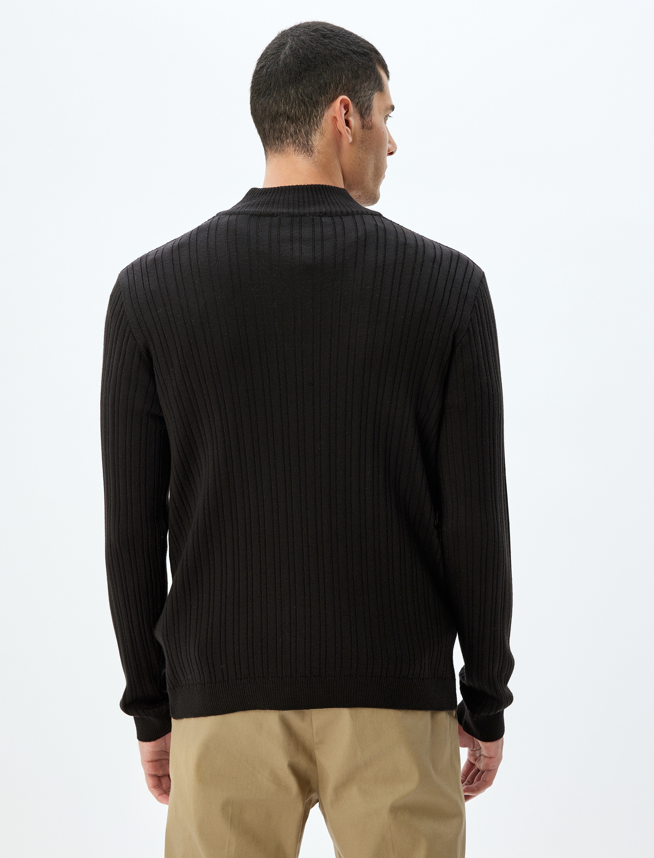   Triko Kazak Dik Yaka Yarım Fermuarlı Basic