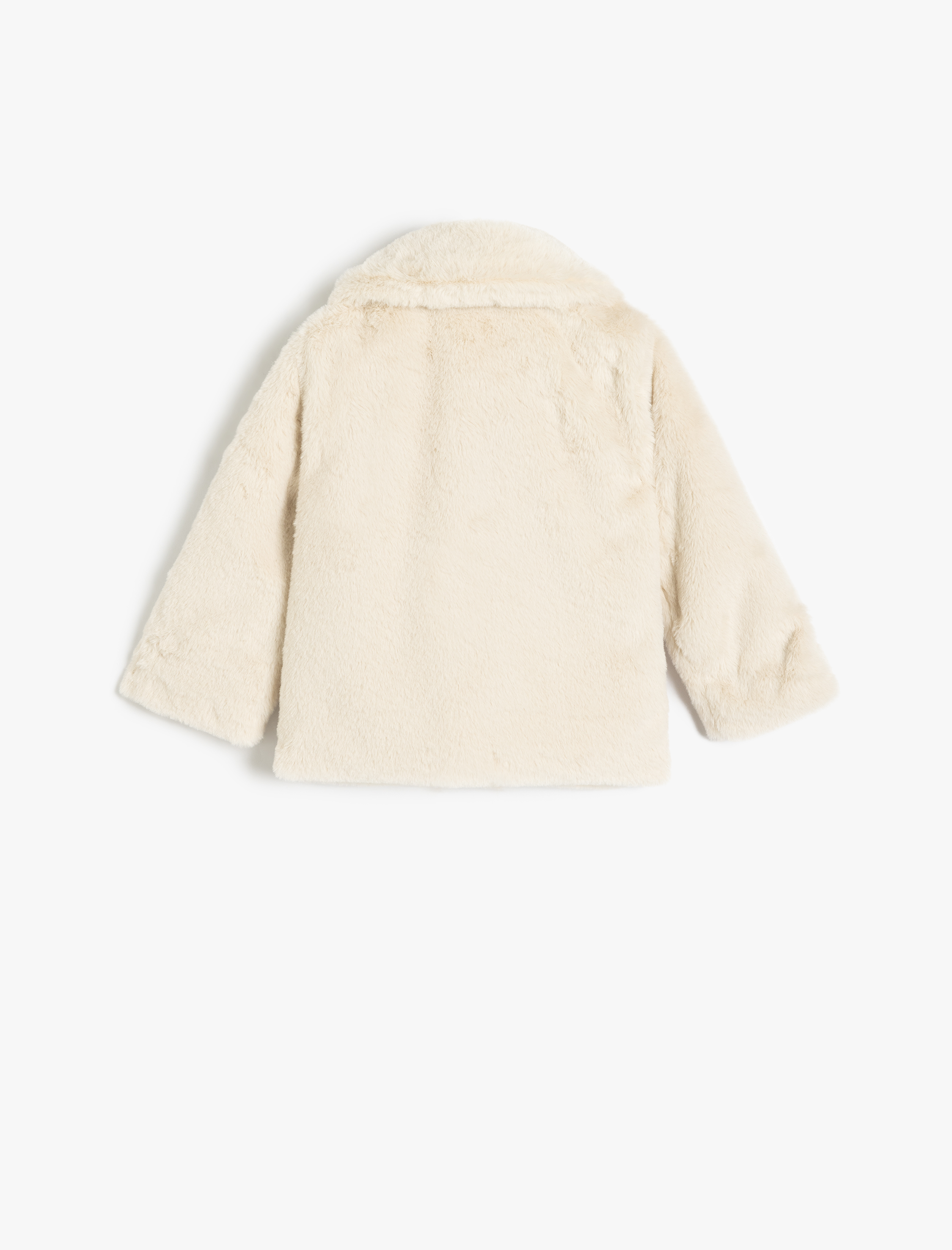 Kız Bebek Kapşonlu Peluş Mont Düğme Kapamalı Uzun Kollu