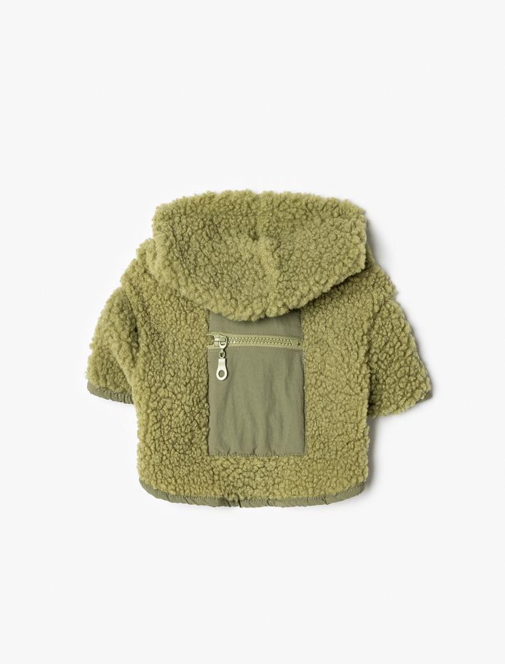  Peluş Köpek Sweatshirt Kapüşonlu Fermuarlı