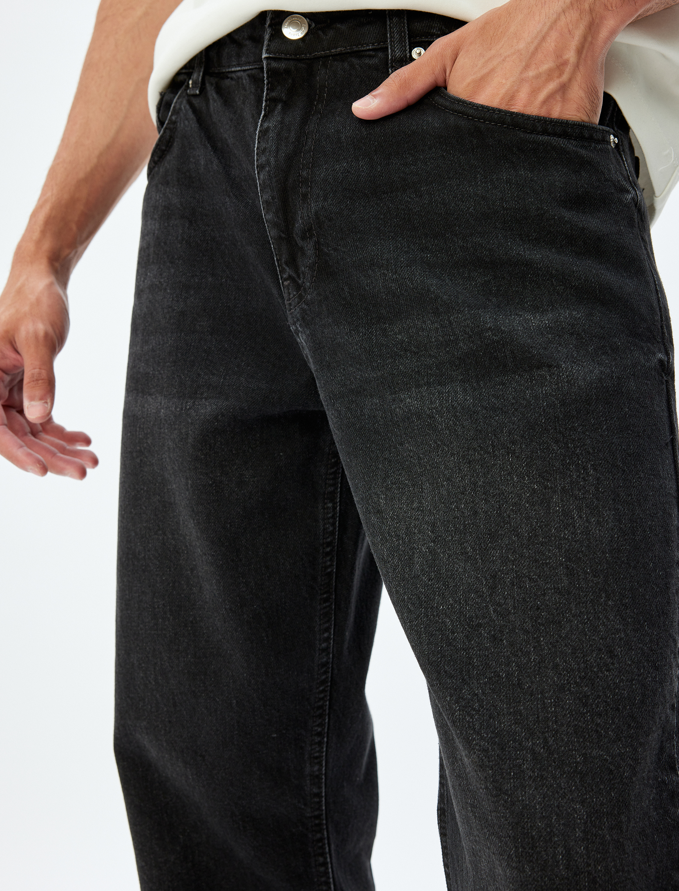   Vintage Straight Kot Pantolon Cep Detaylı Pamuklu