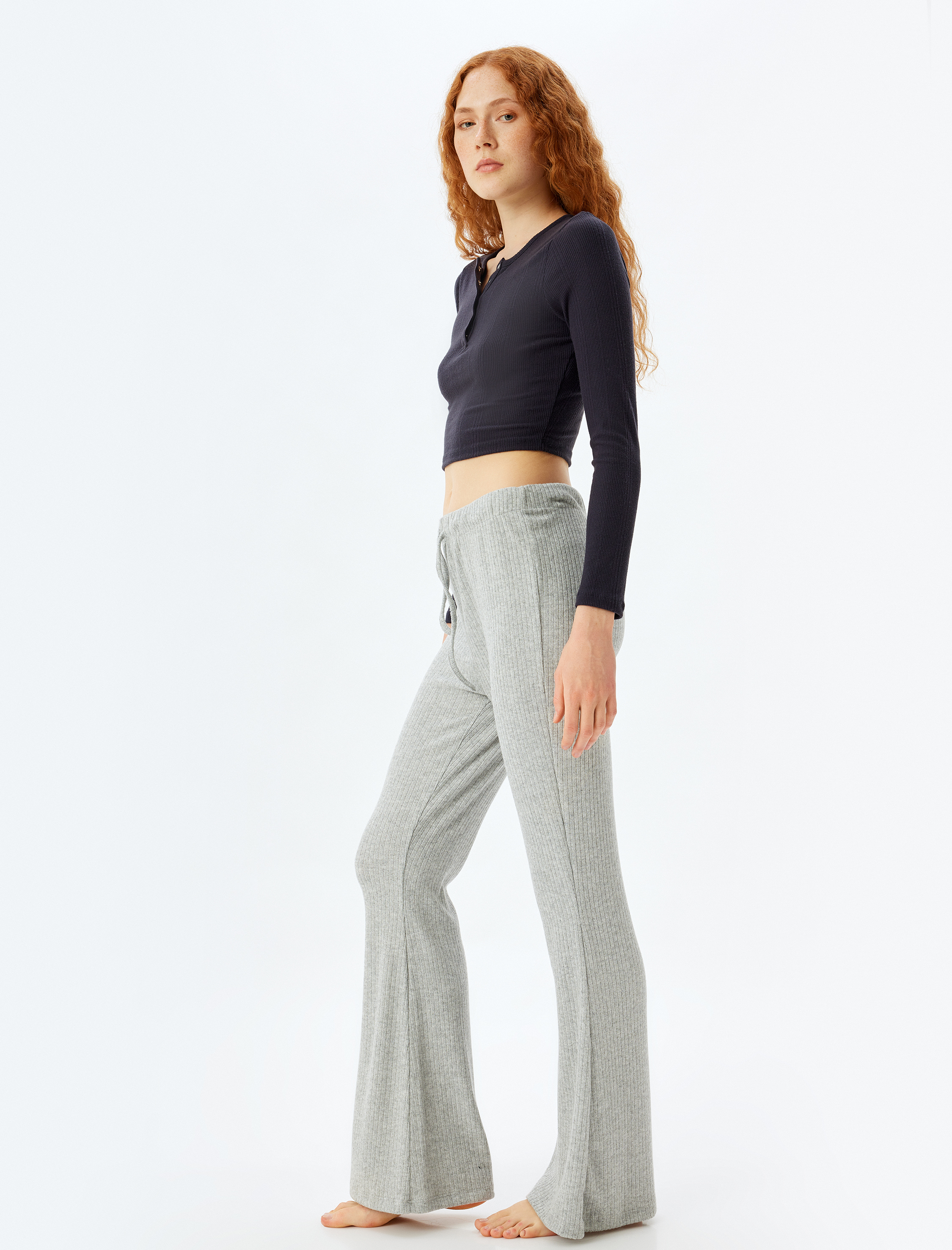   Örme Pijama Altı Beli Lastikli Bağlamalı Yumuşak Dokulu