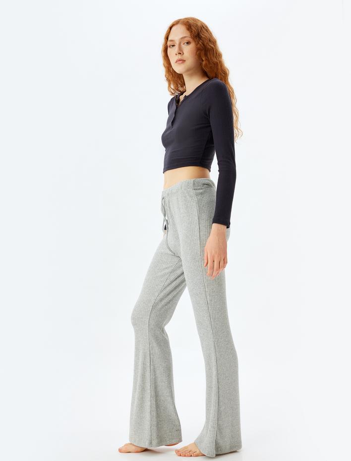  Örme Pijama Altı Beli Lastikli Bağlamalı Yumuşak Dokulu