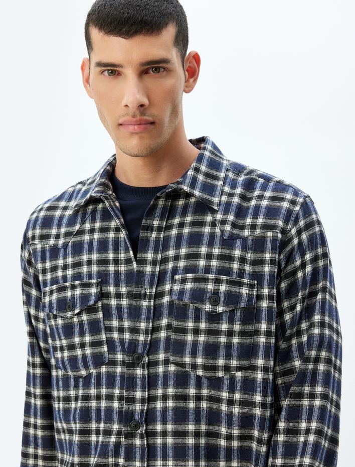  Oduncu Gömleği Uzun Kollu Kapaklı Cep Detaylı Pamuk Karışımlı Regular Fit