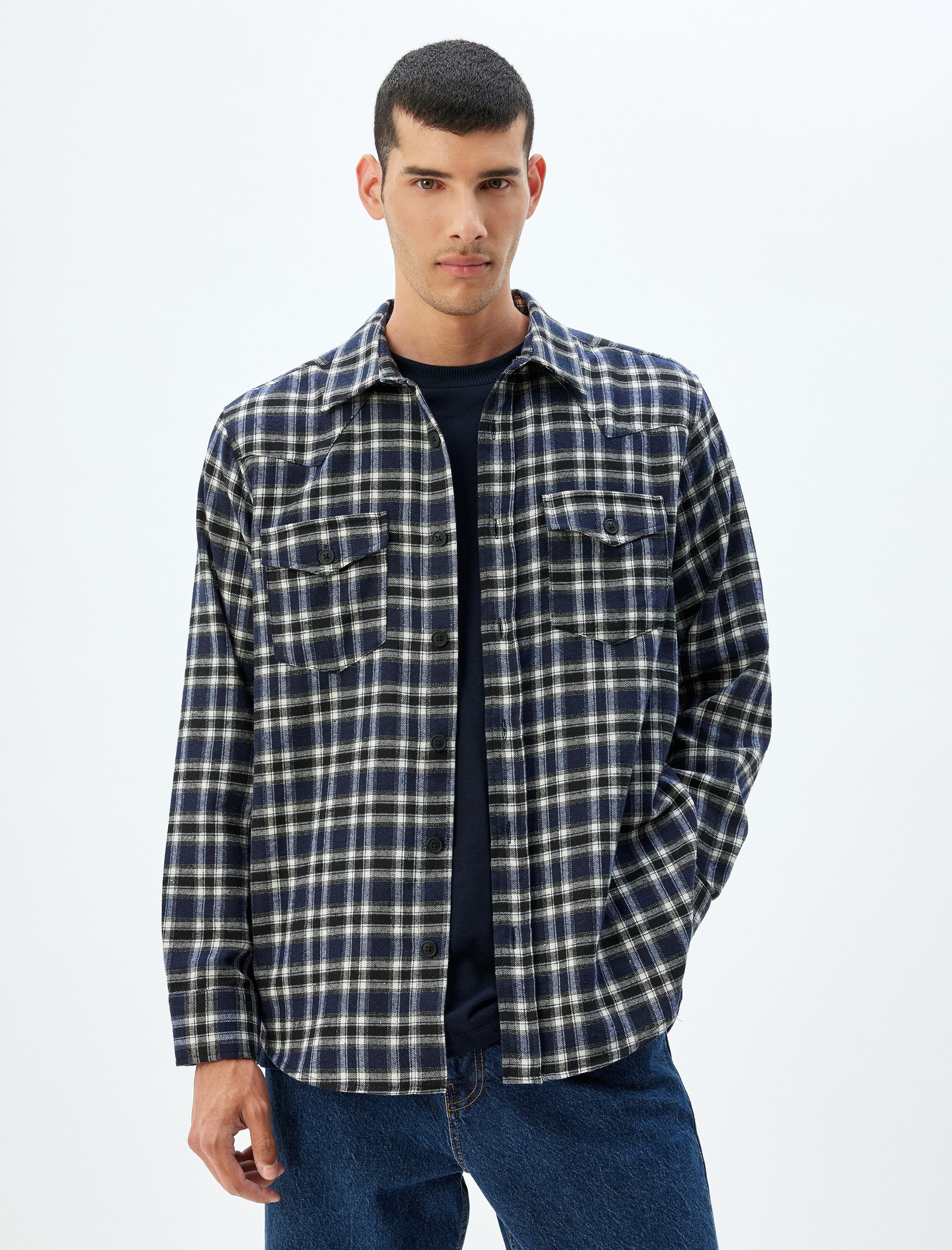   Oduncu Gömleği Uzun Kollu Kapaklı Cep Detaylı Pamuk Karışımlı Regular Fit