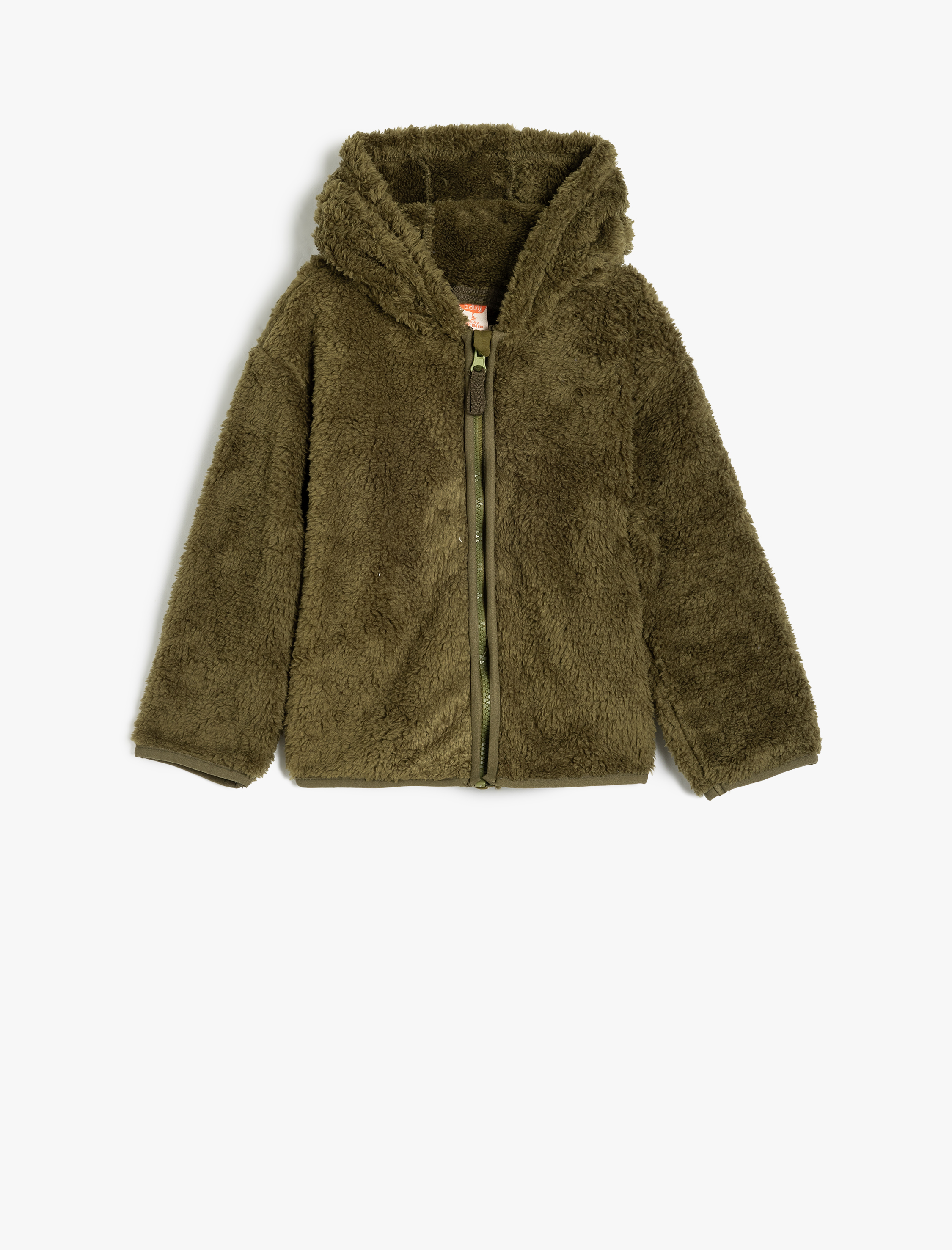  Erkek Bebek Peluş Sweat Kapşonlu Fermuarlı Uzun Kollu