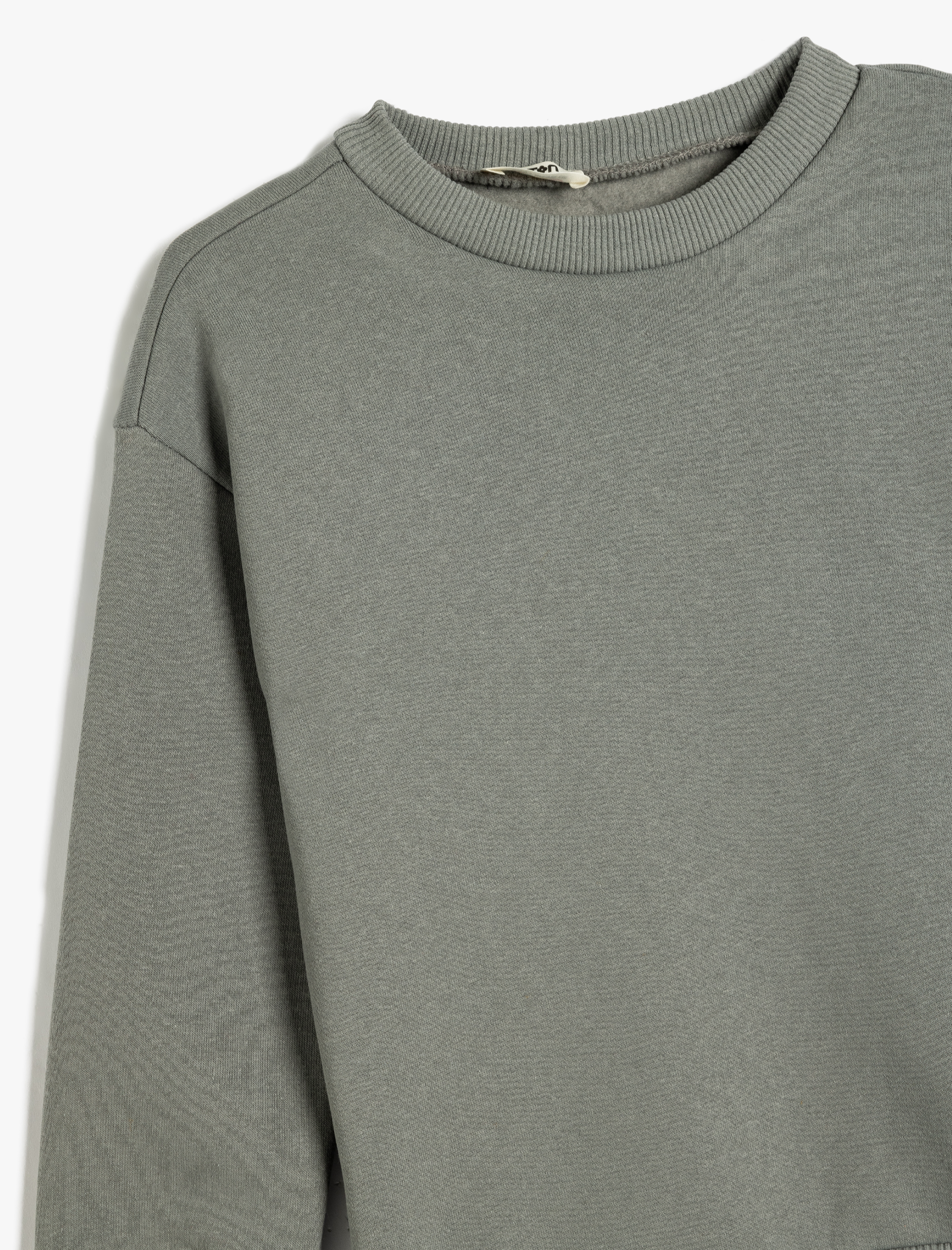  Erkek Çocuk Basic Sweatshirt Uzun Kollu Bisiklet Yaka Şardonlu