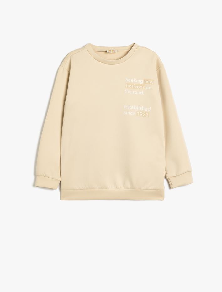 Erkek Çocuk Sweatshirt Baskı Detaylı Bisiklet Yaka Uzun Kollu