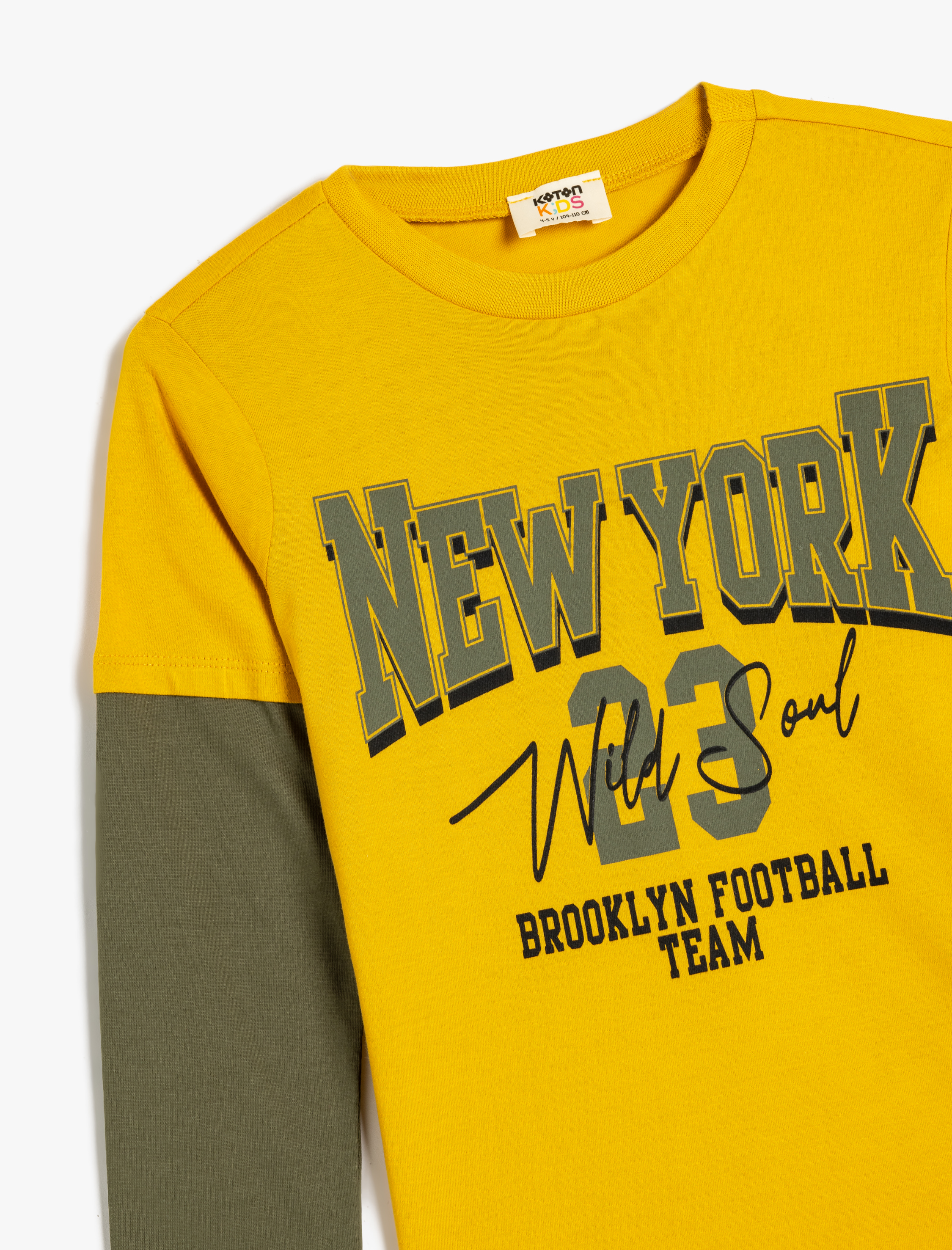  Erkek Çocuk Slogan Baskılı Uzun Kollu Bisiklet Yaka Pamuklu Tişört