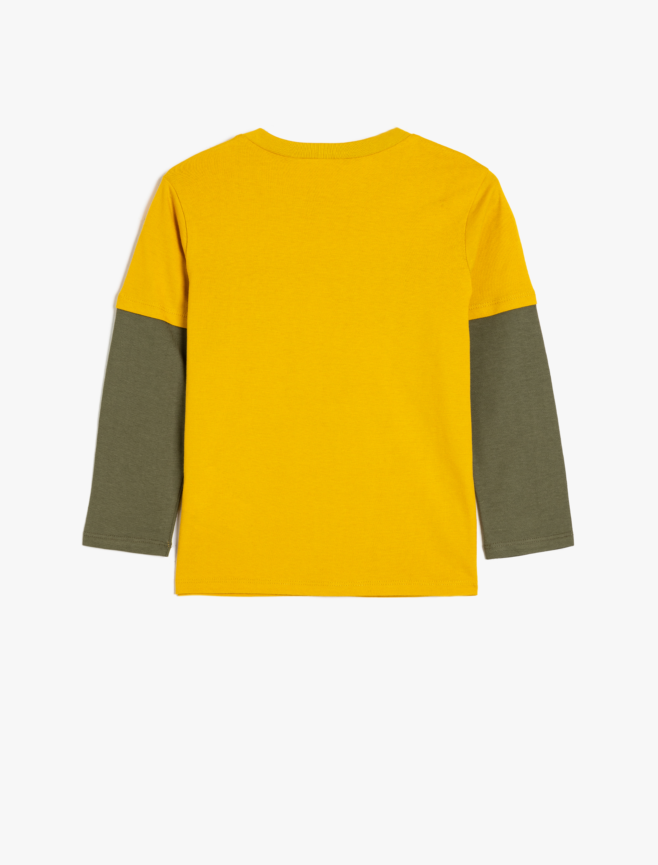  Erkek Çocuk Slogan Baskılı Uzun Kollu Bisiklet Yaka Pamuklu Tişört