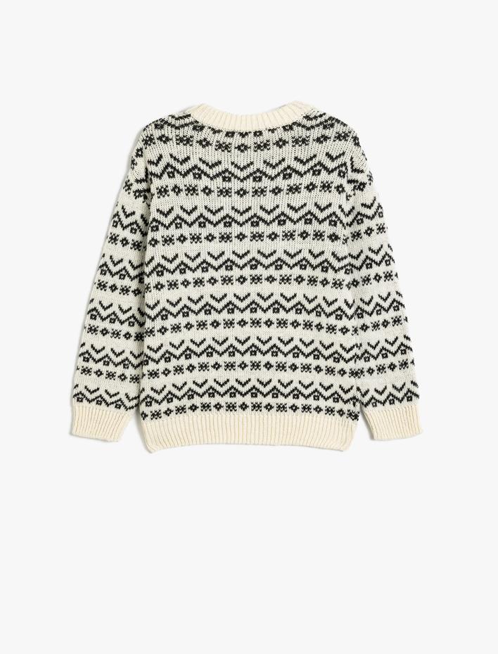 Erkek Çocuk Triko Kazak Desenli Bisiklet Yaka Uzun Kollu