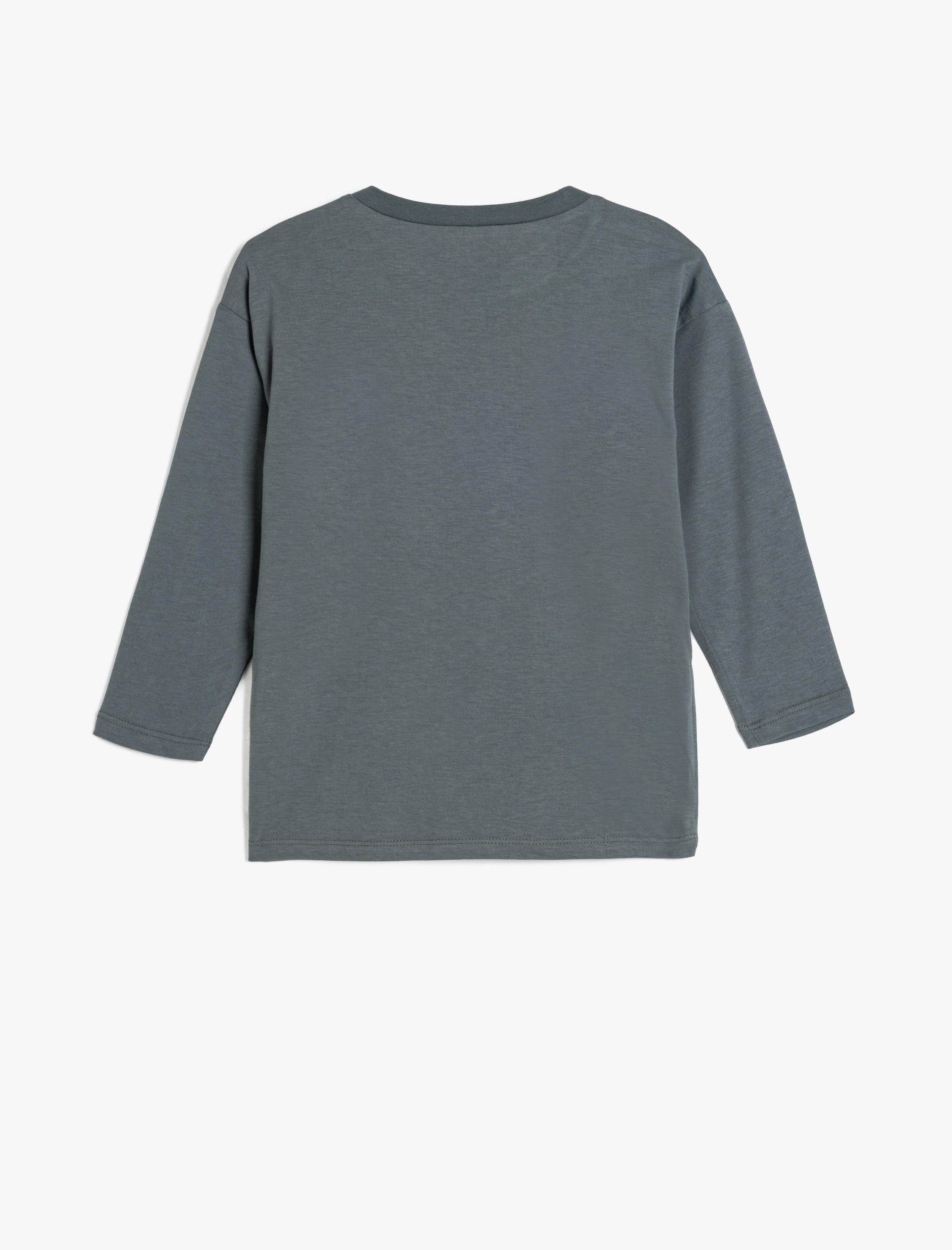  Erkek Çocuk Baskı Detaylı Bisiklet Yaka Uzun Kollu Pamuklu Tişört