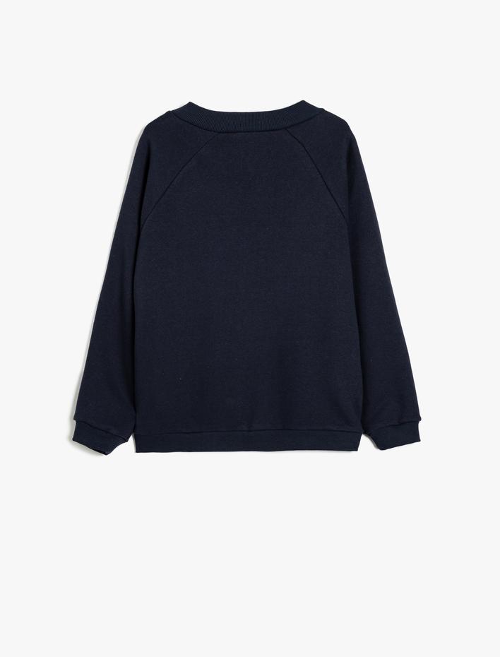Erkek Çocuk V Yaka Uzun Kollu Fermuarlı Okul Sweatshirt